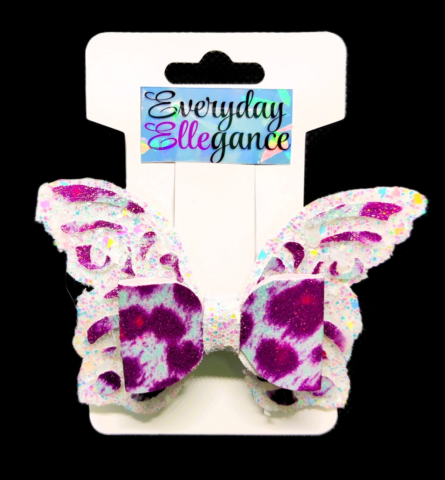 Chunky Glitter Cheetah Print Butterfly Hairbow
