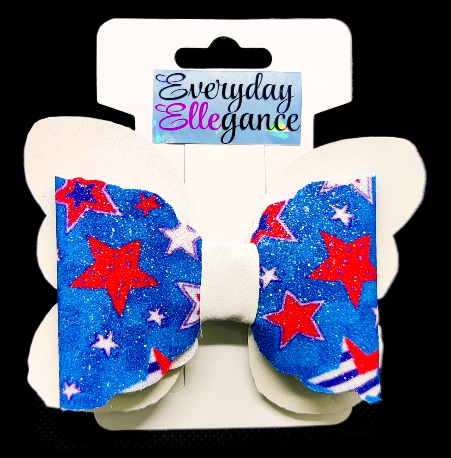 Star Print Glitter Butterfly Bow