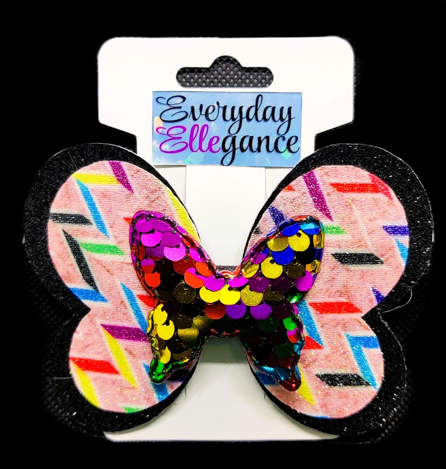 Glitter Butterfly Hairbow with Sequined Butterfly Accent