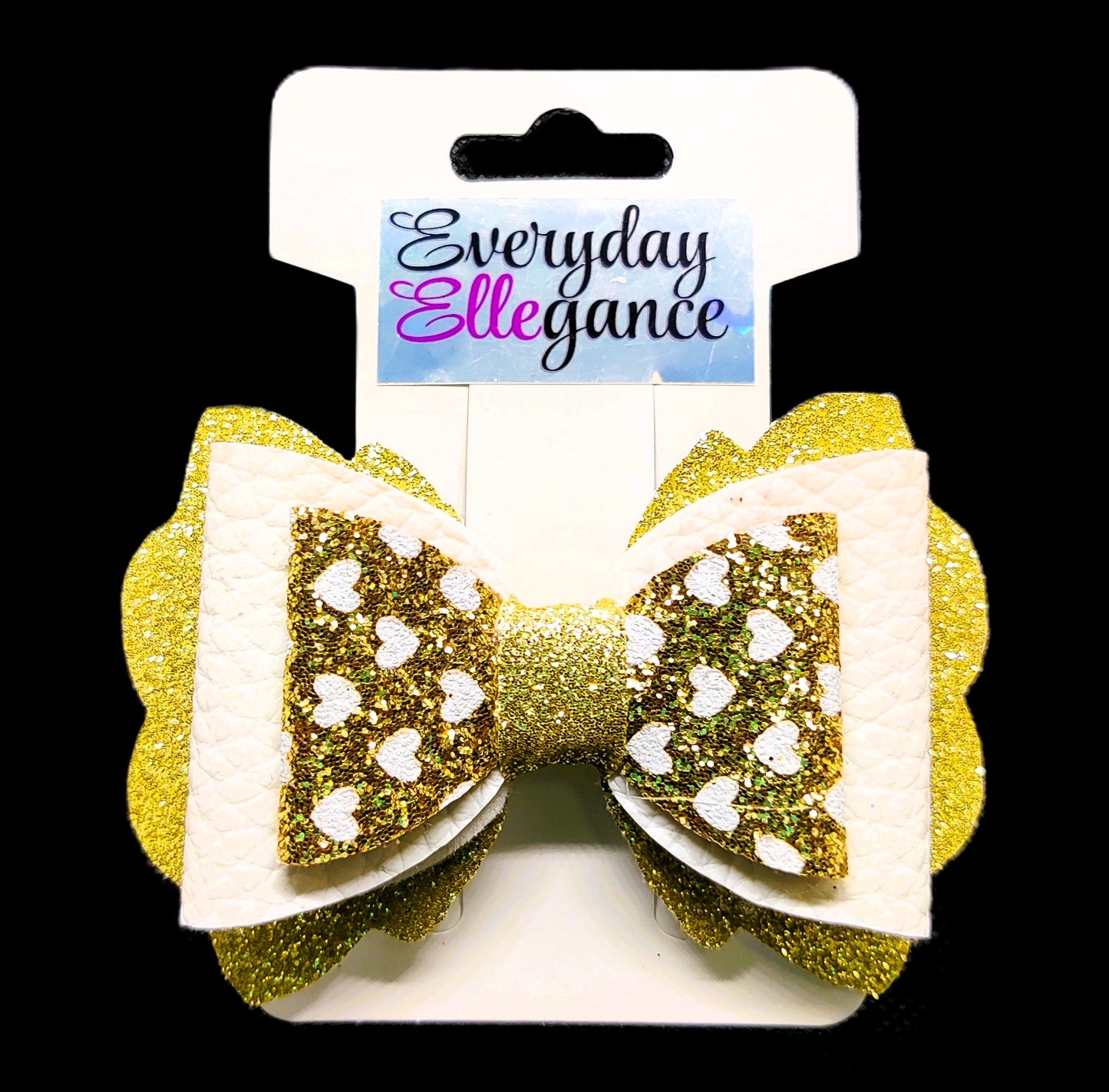 Chunky Glitter Heart Bow