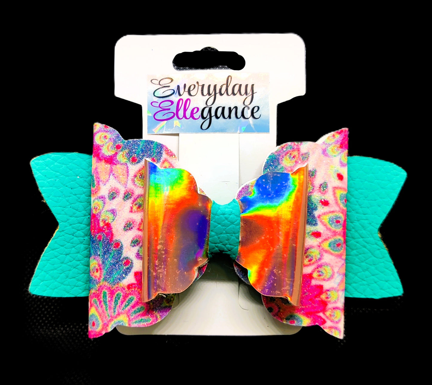 Holographic and Paisley Glitter Hairbow