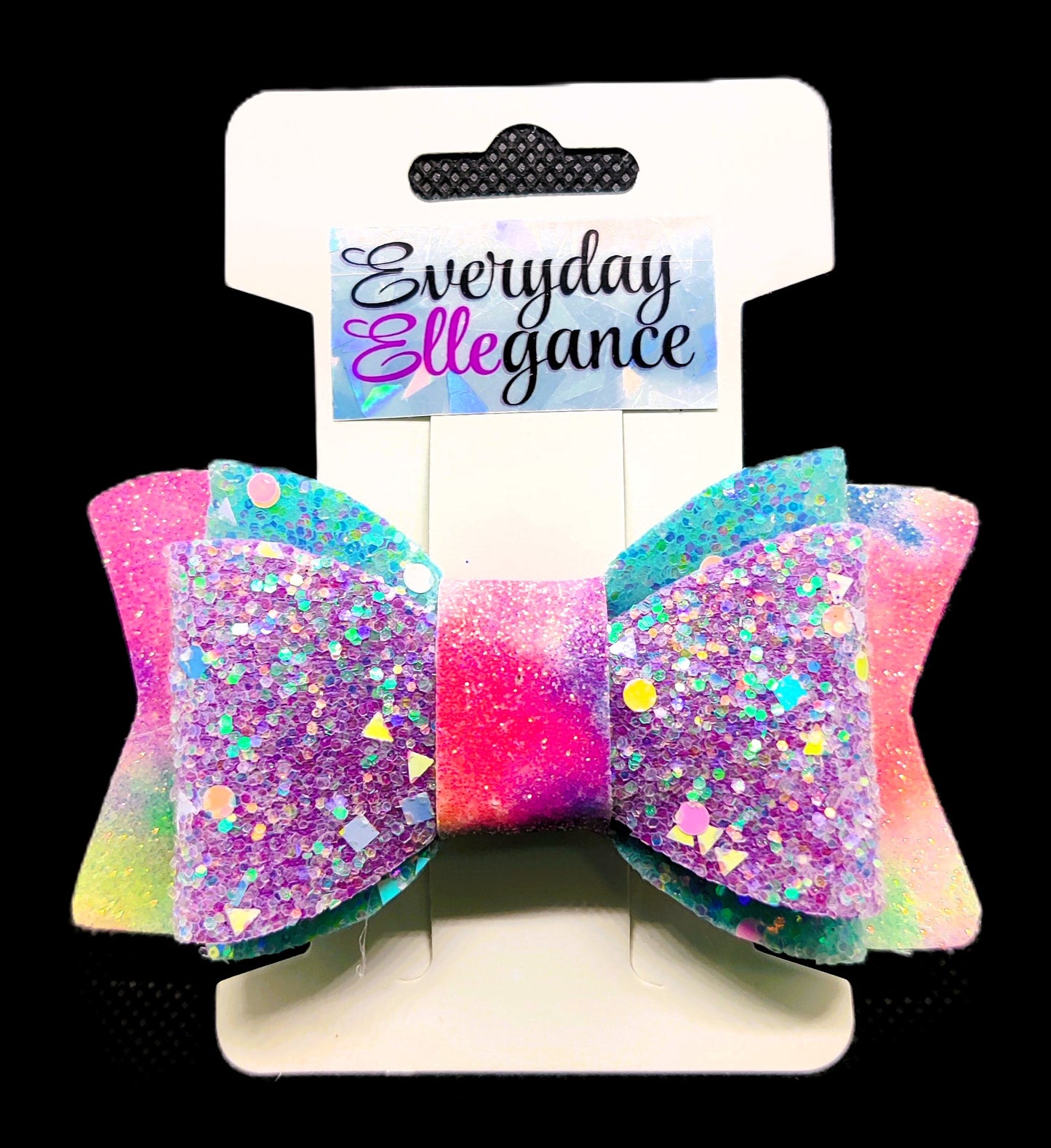 Marbled Pastel Rainbow Glitter Bow