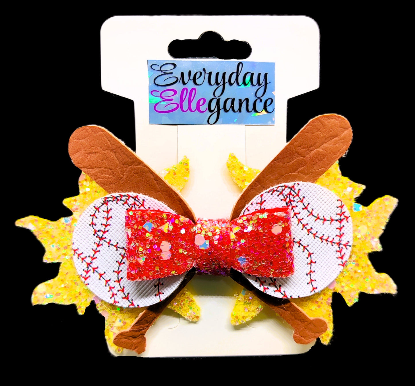 Softball Batters Up Glitter Hairbow