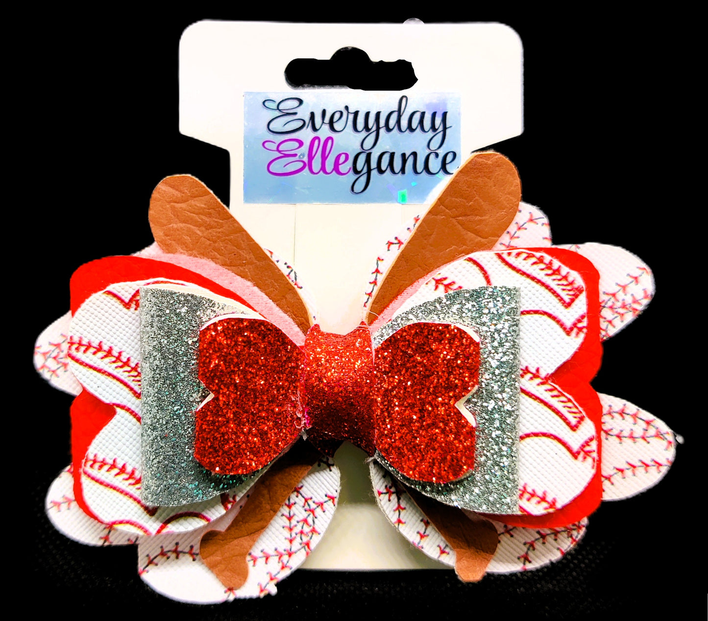 Baseball For Love of the Game Glitter Bow