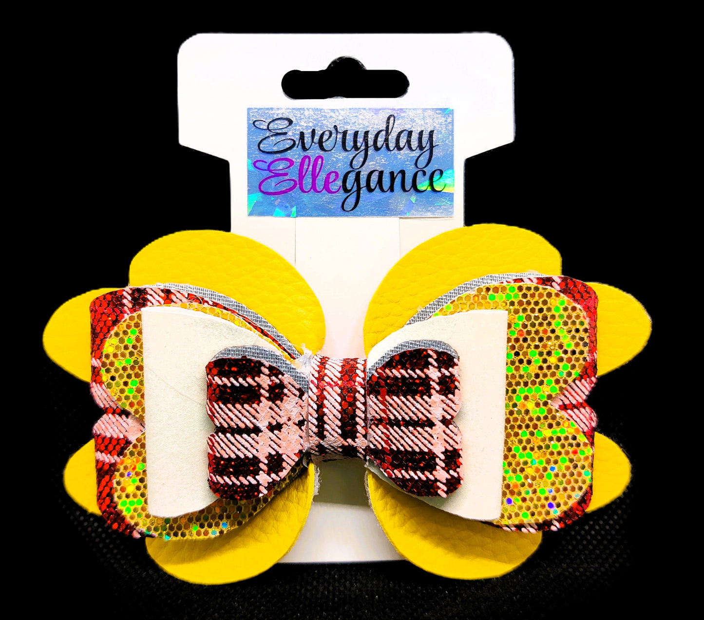 Glitter Plaid Softball Bow