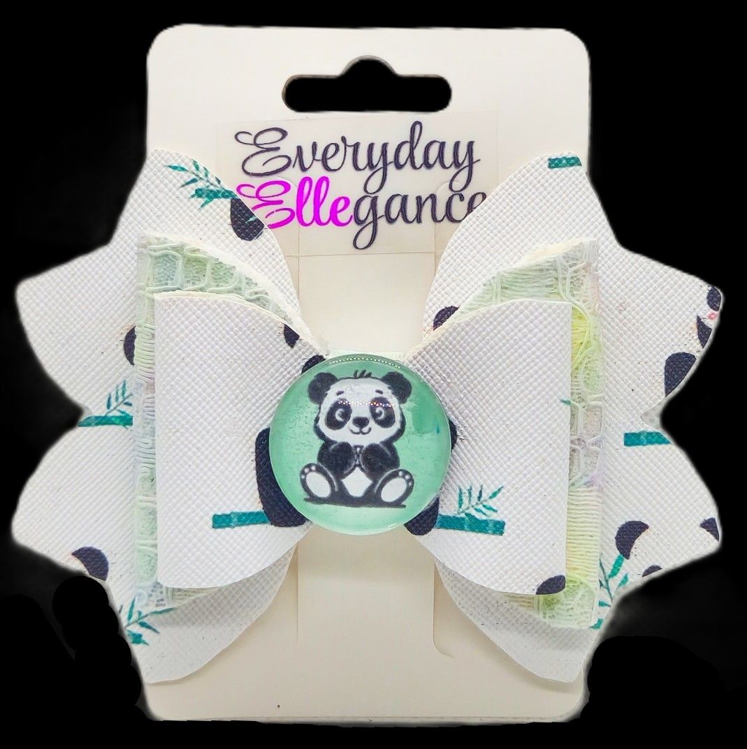 Panda Bow with a Panda Cabochon Accent