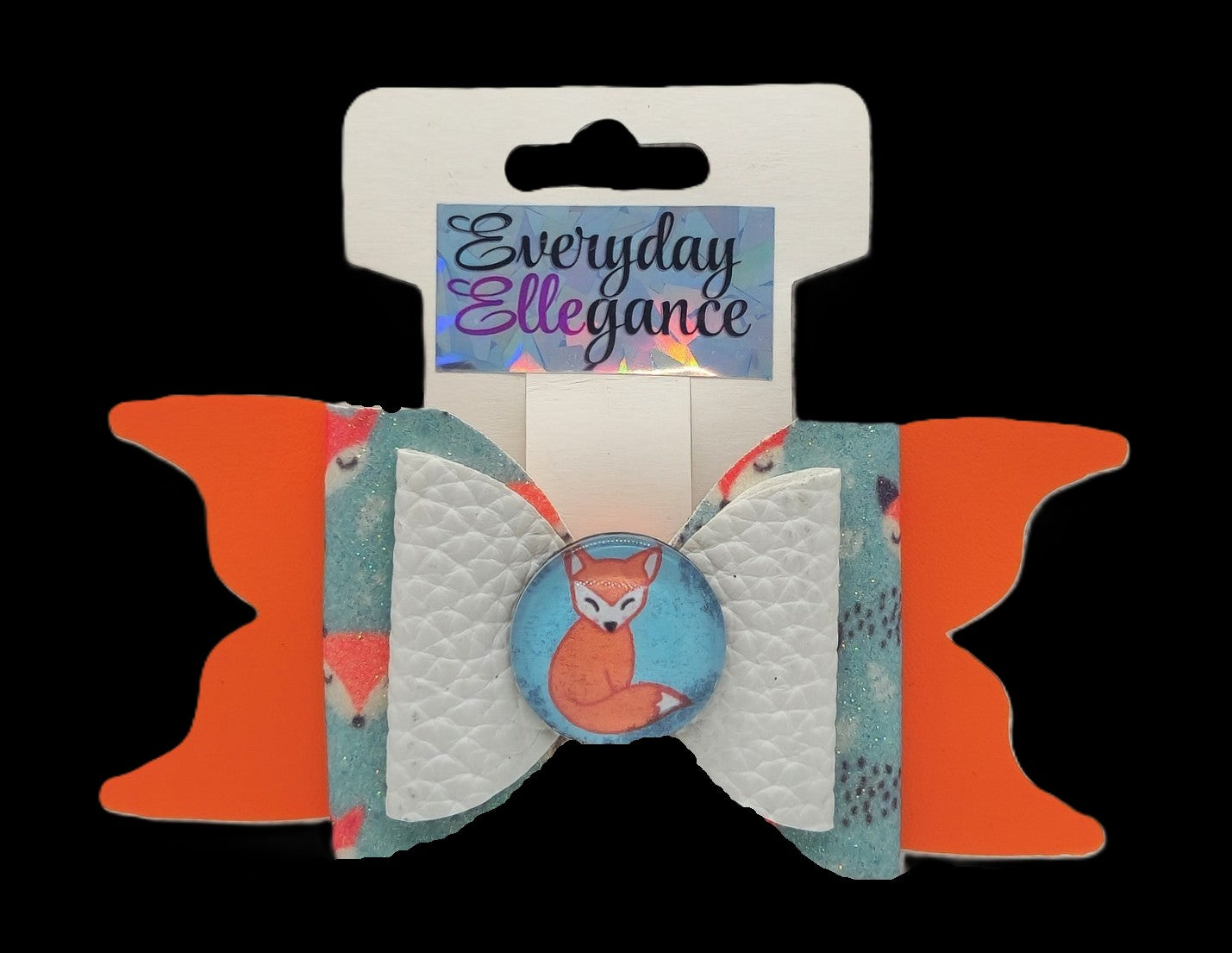 Glitter Fox Bow with a Fox Cabochon Accent