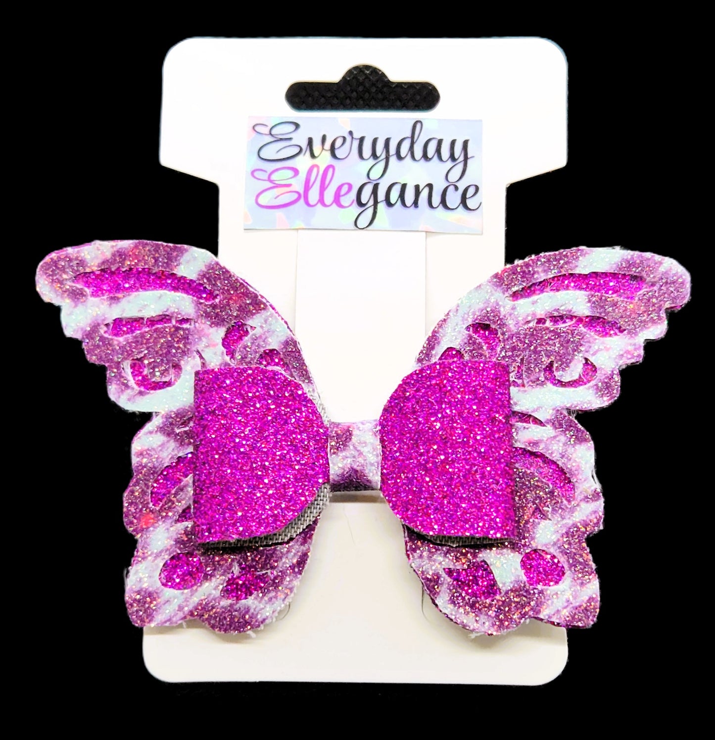Glitter Cheetah Print Cut-Out Butterfly Hairbow