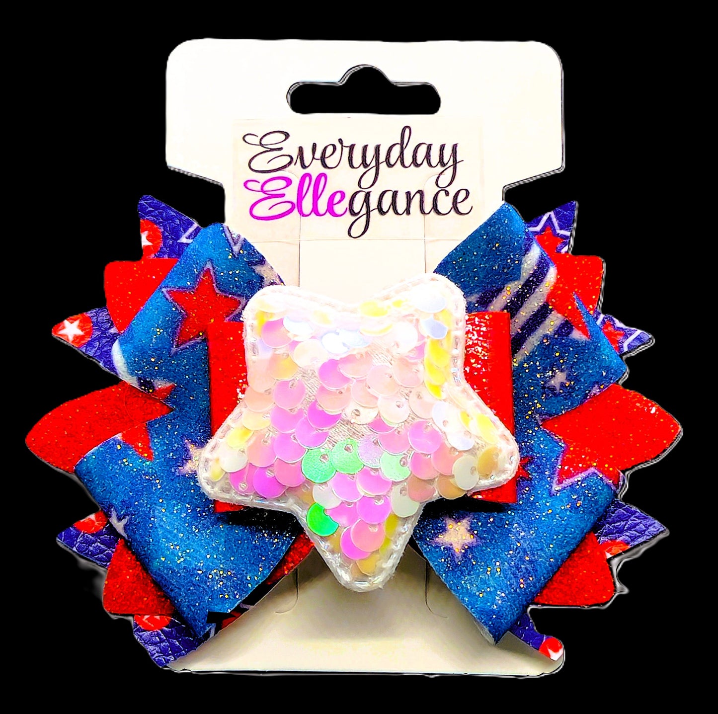 Pinwheel Glitter Bow with a Sequin Star Accent