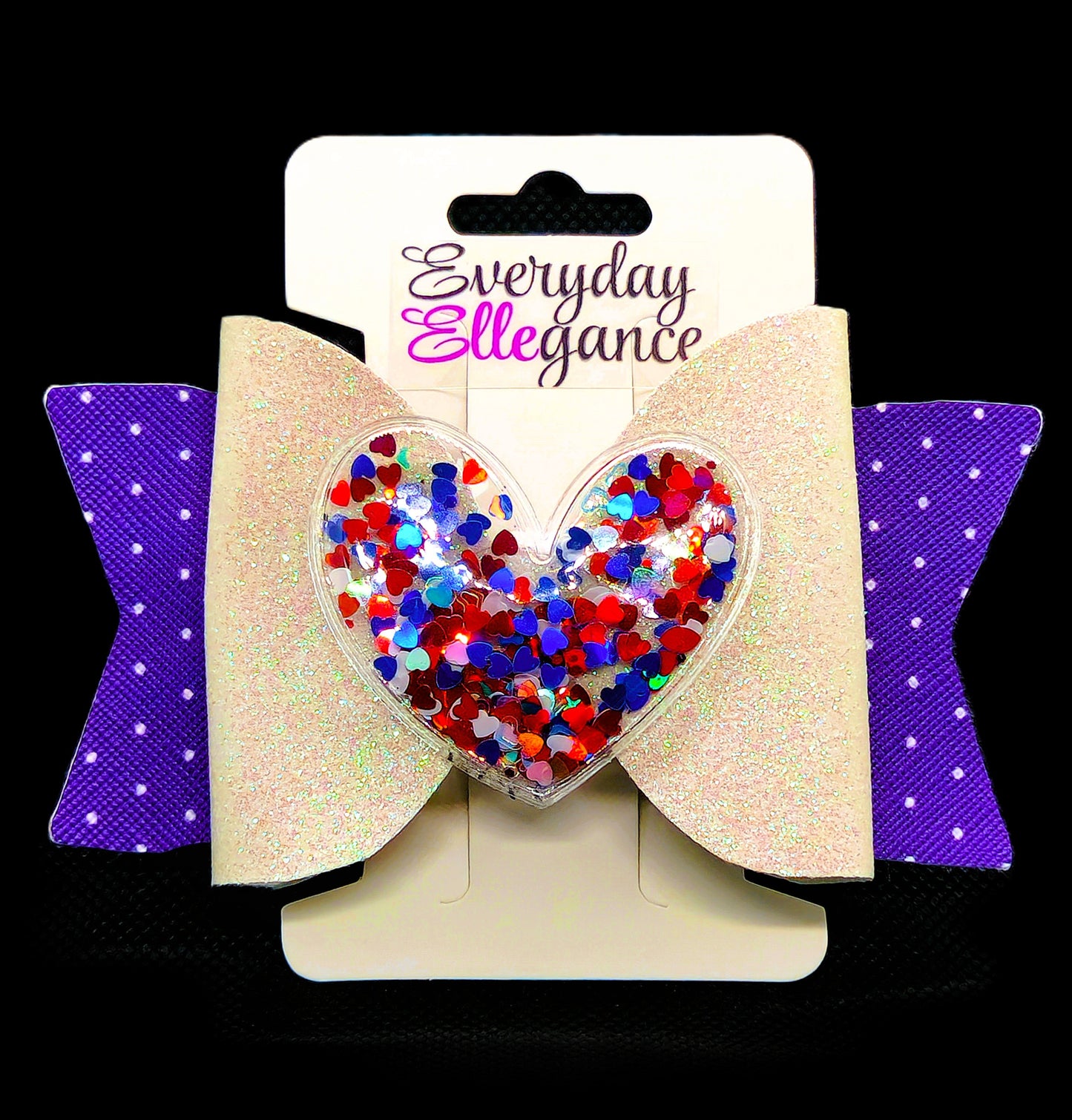 Polka Dot Bow with a Heart Shaker Accent