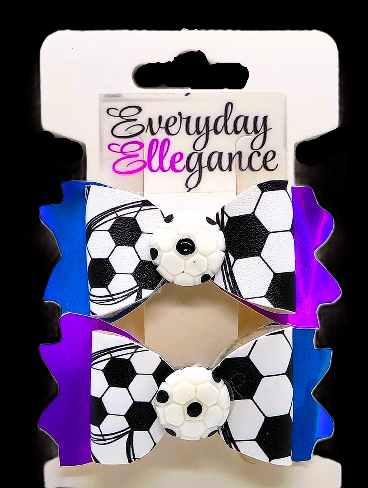 Holographic Soccer Bows with Soccer Ball Accents