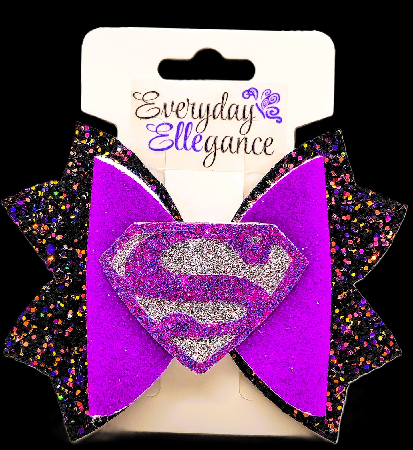 Glitter Superman Bow Purple