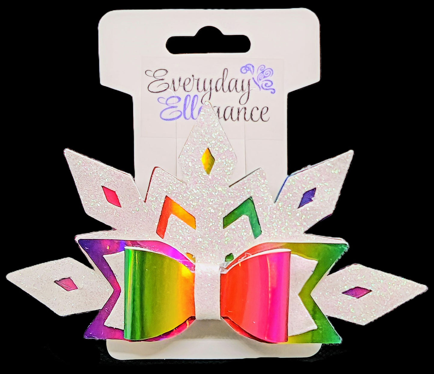 Rainbow Metallic Glitter Tiara Bow