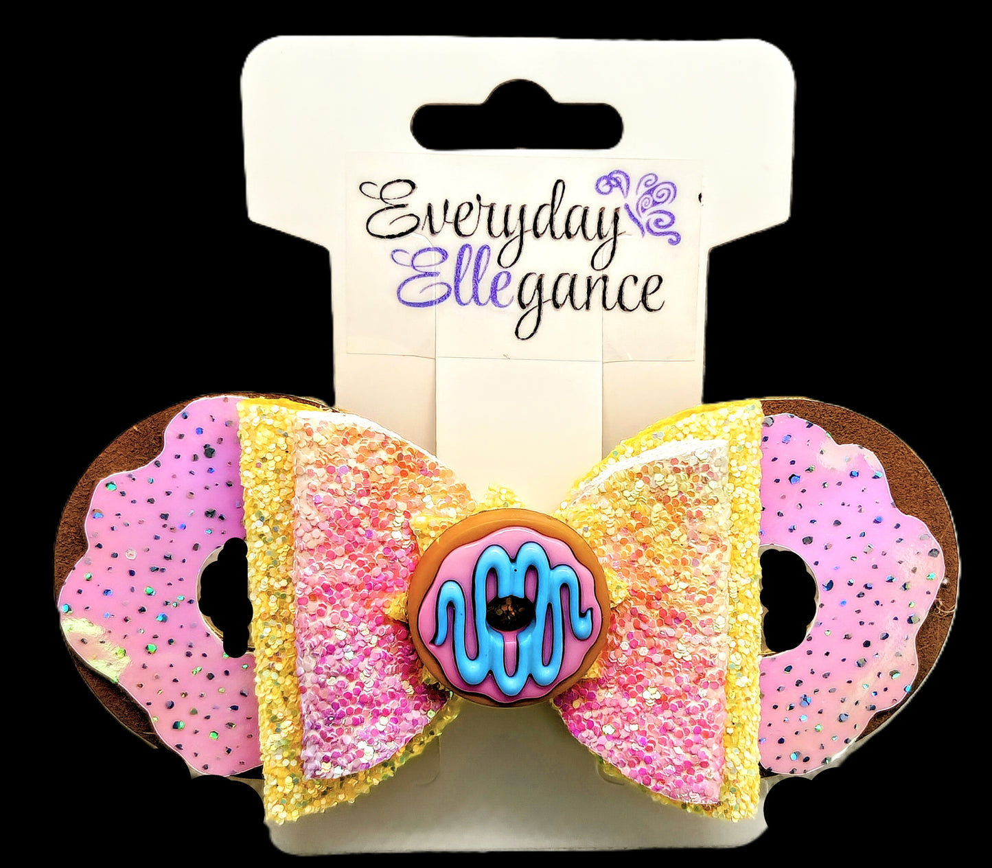 Metallic Glitter Donut Bow with a Donut Accent