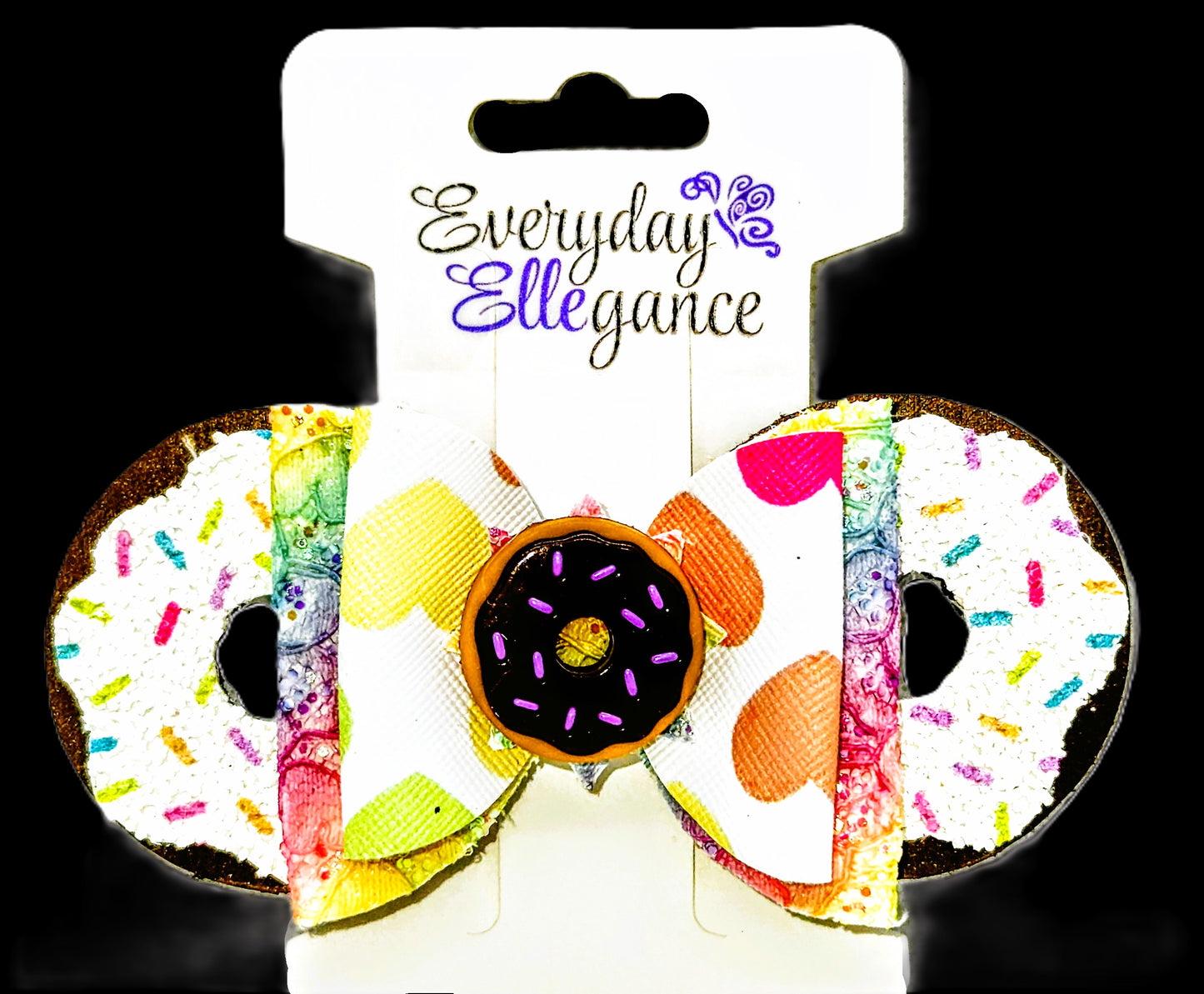 Glitter Donut Heart Bow with a Donut Accent