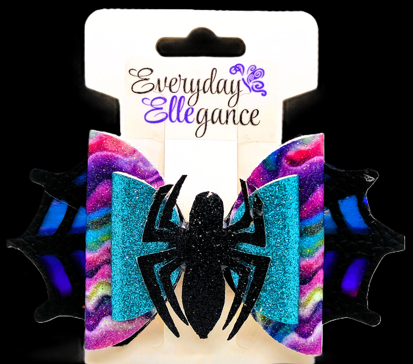 Marbled Glitter Spiderman Bow