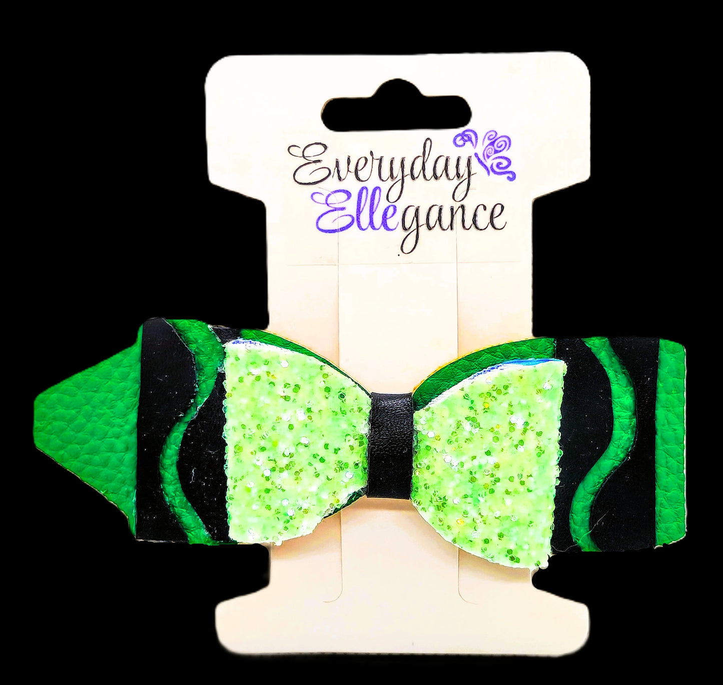 Glitter Crayon Bow Green