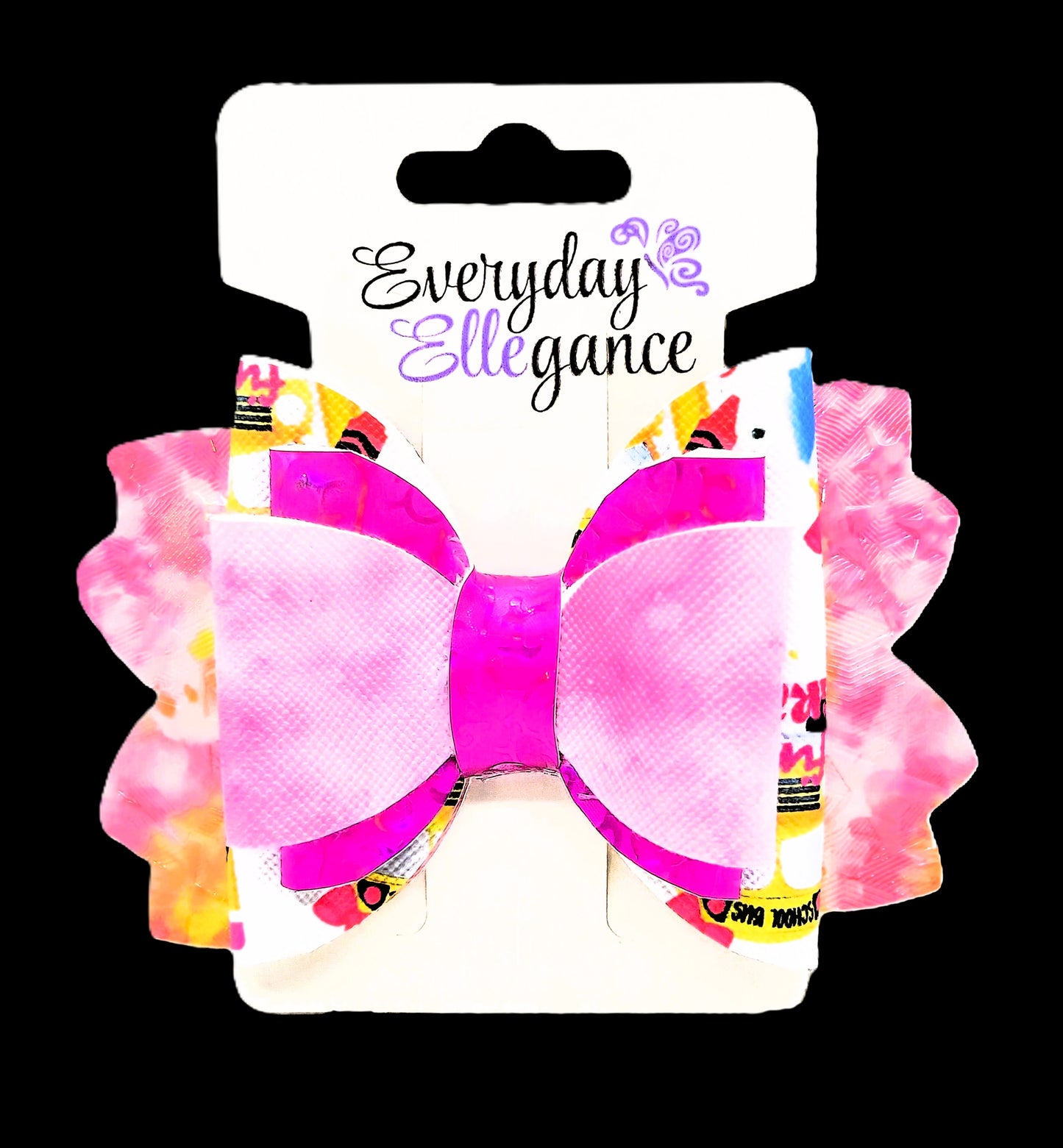 Holographic School Bus and Tie Dye Bow