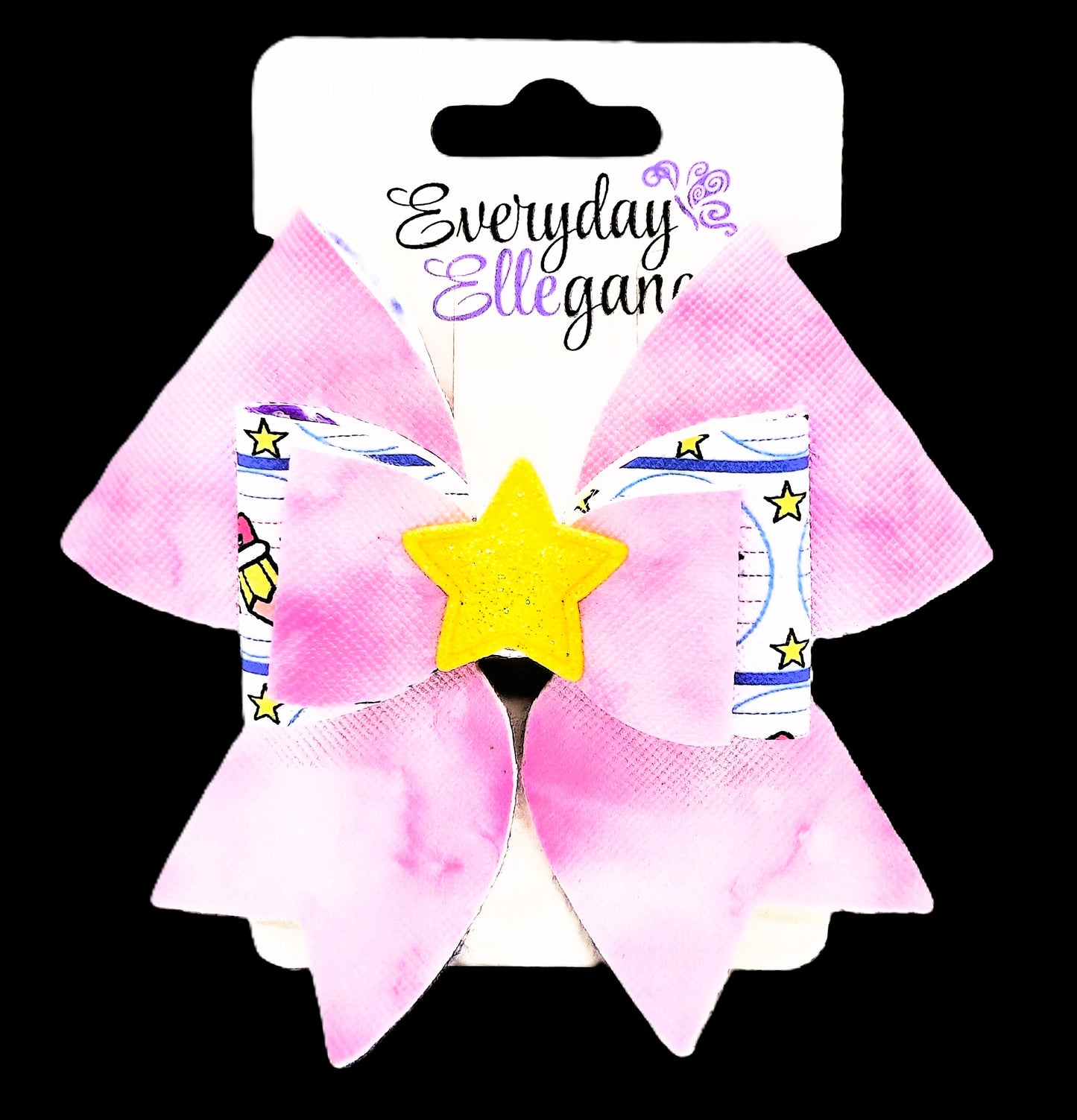 Pencils and Stars Bow with a Glitter Star Accent