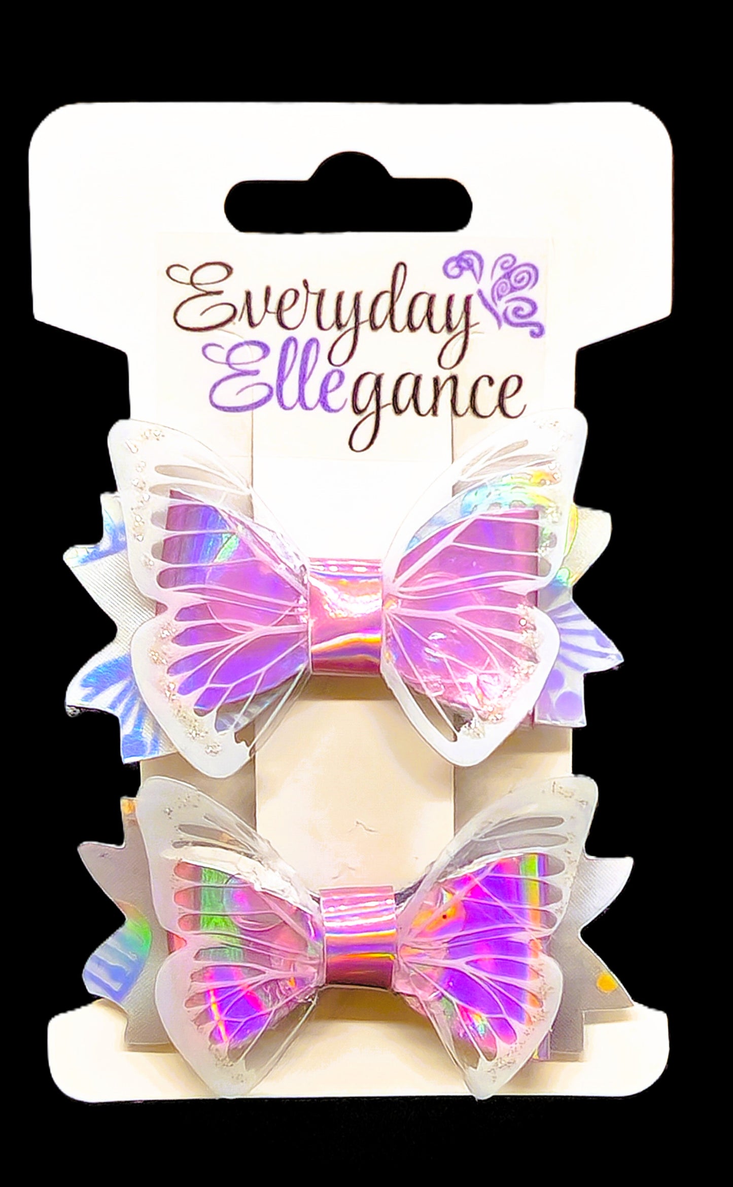 Holographic Butterfly Set with Transparent Butterfly Accents