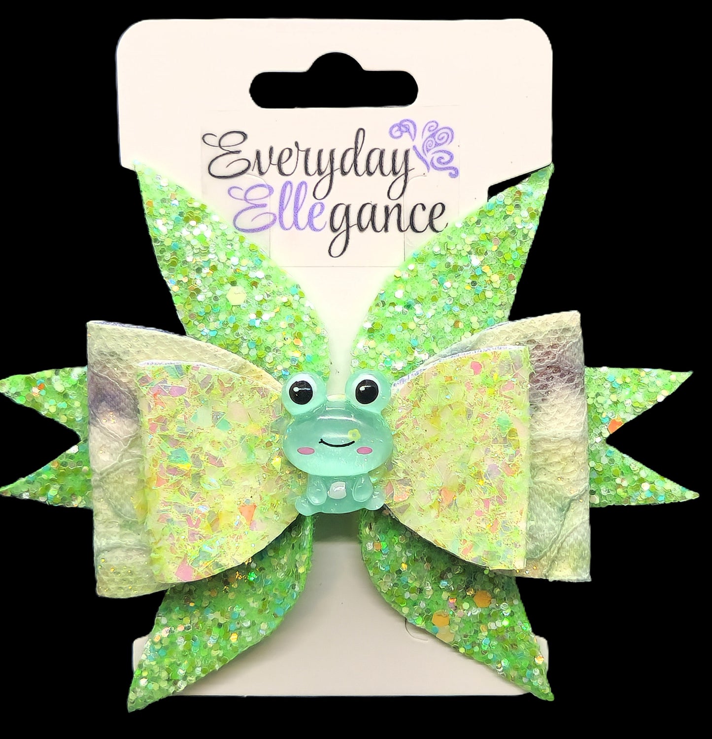 Glitter Frog Bow with a Frog Accent