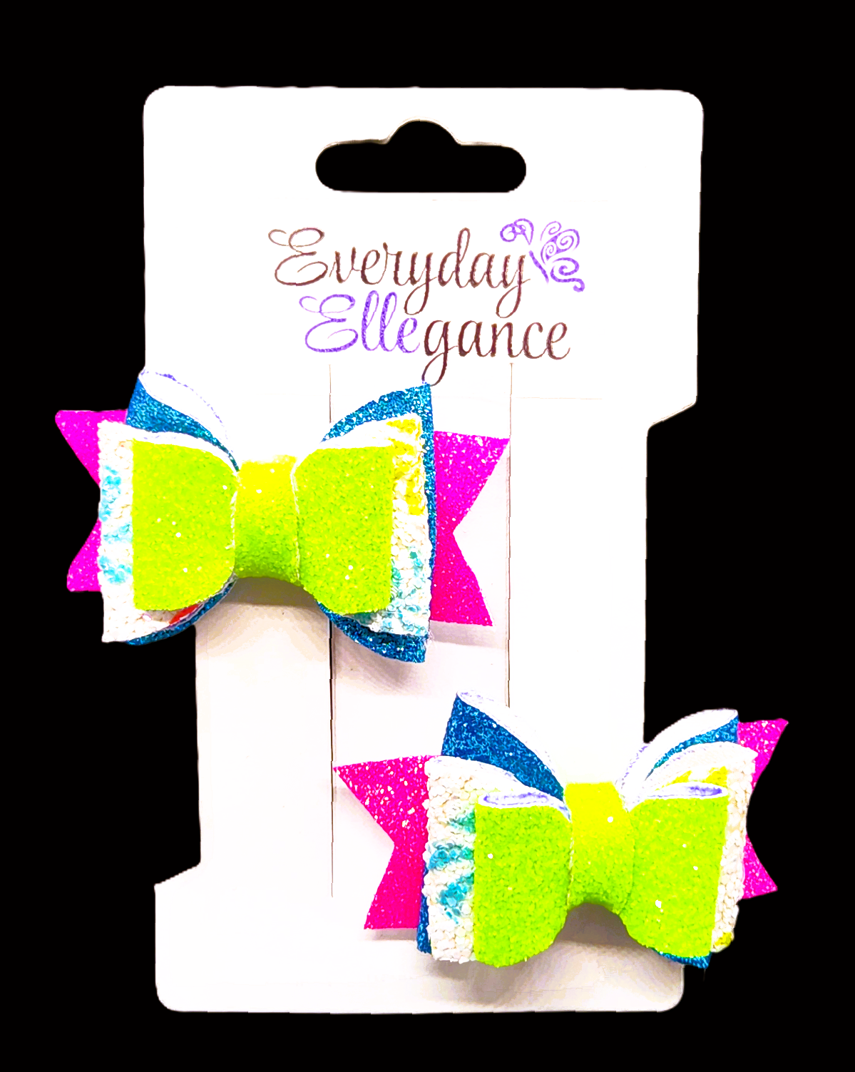 Neon Glitter Bow Set