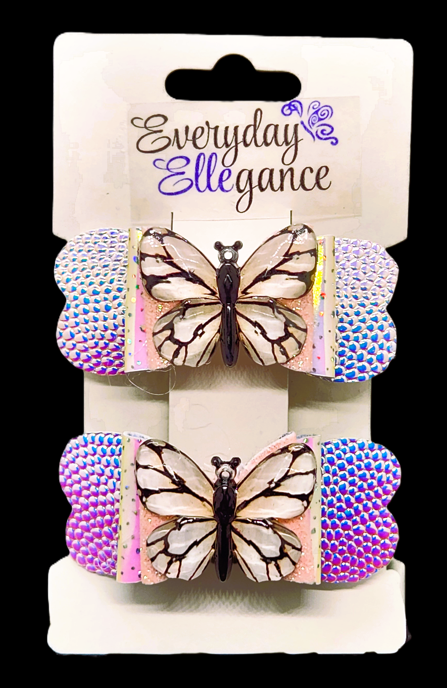Holographic Glitter Pearl set with Butterfly Accents