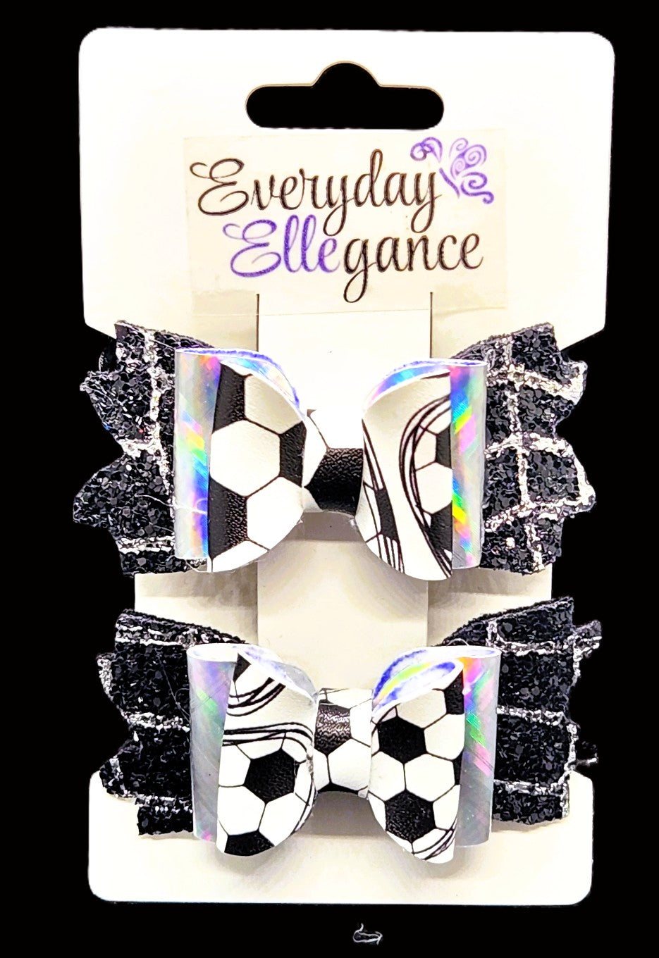 Holographic Glitter Soccer Bow Set