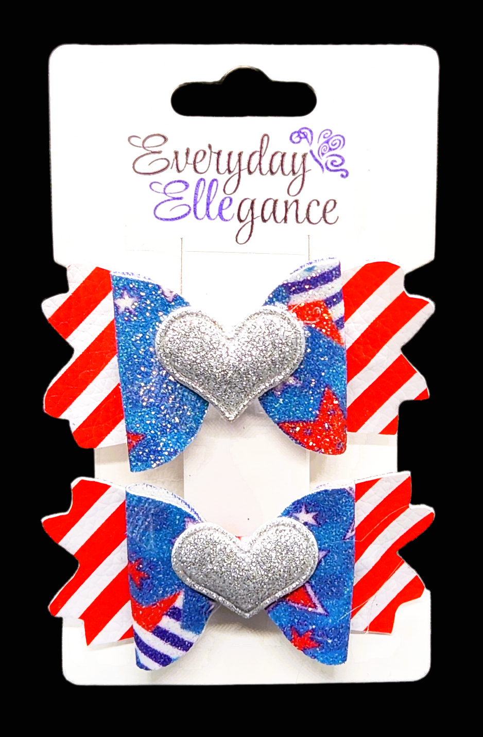 Striped Glitter Bow Set