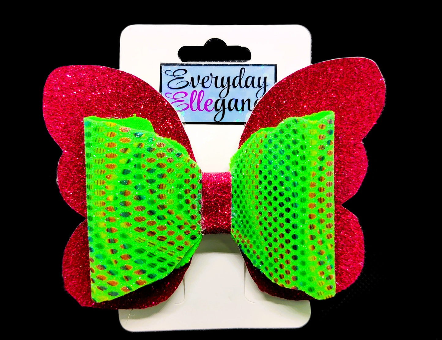 Glitter Butterfly and Rainbow Snakeskin Hairbow