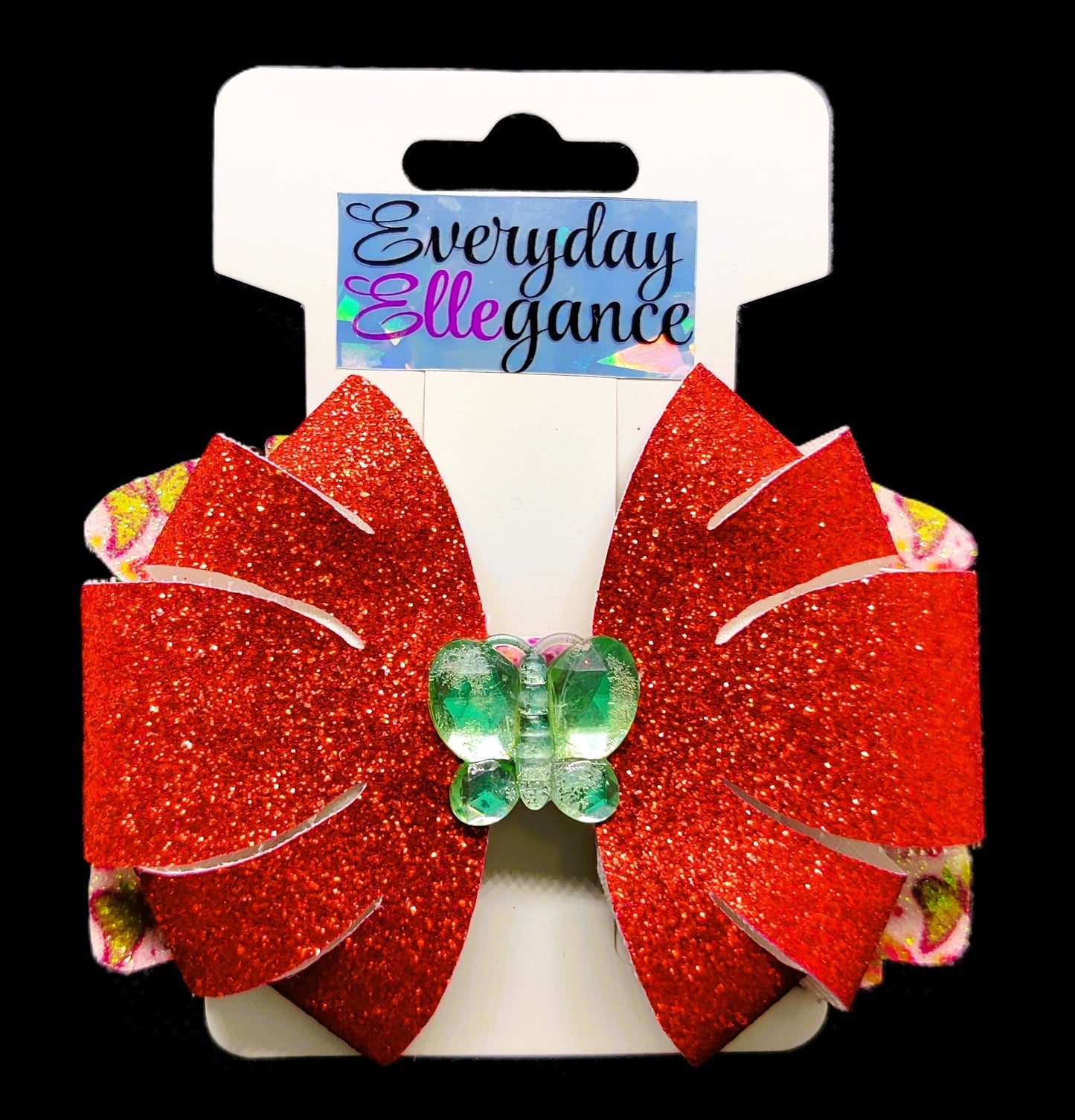 Glitter Pinwheel Bow with Butterfly Accent