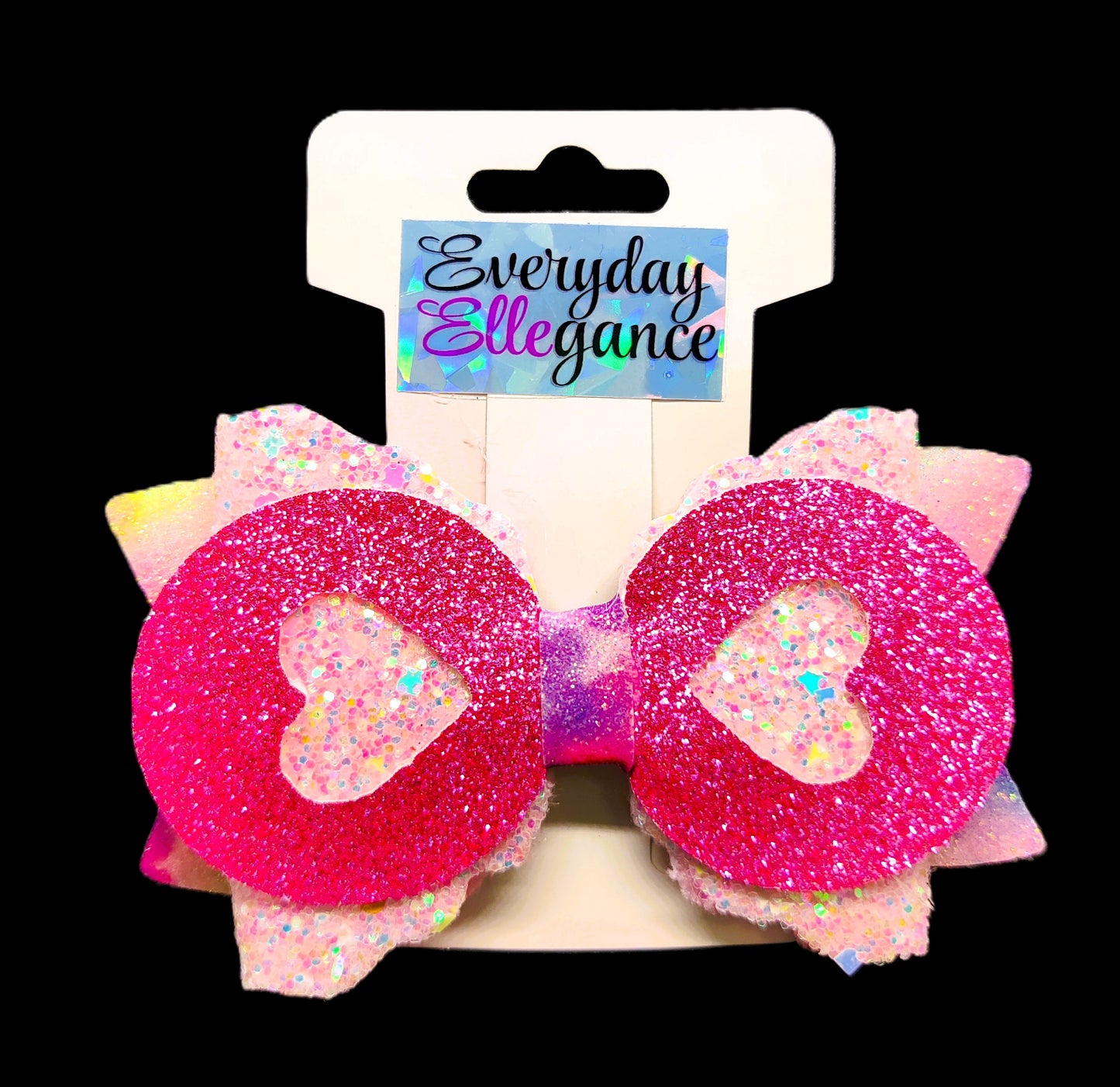 Glitter Heart Cut Out Hairbow