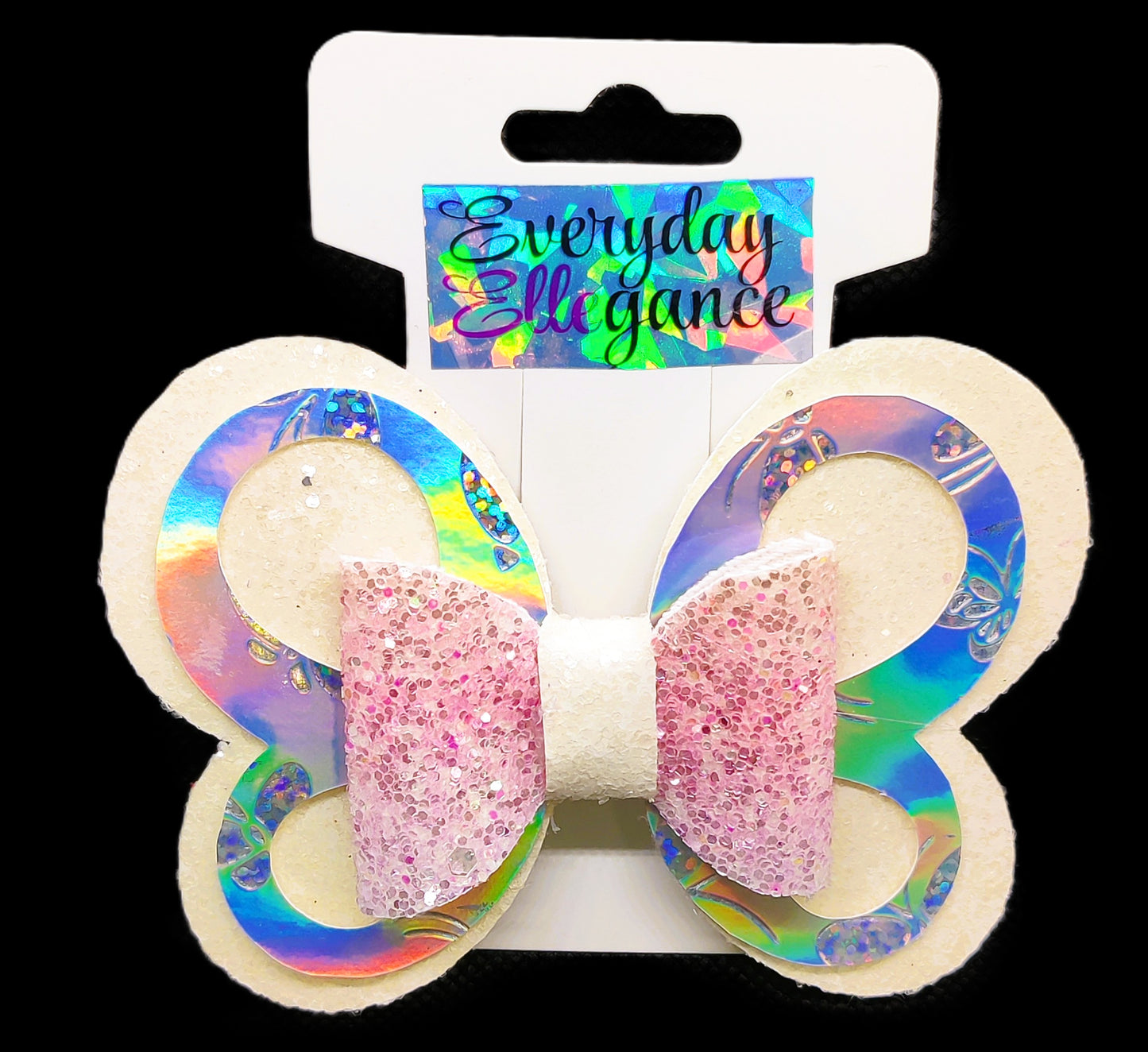 Holographic Chunky Glitter Butterfly Hairbow