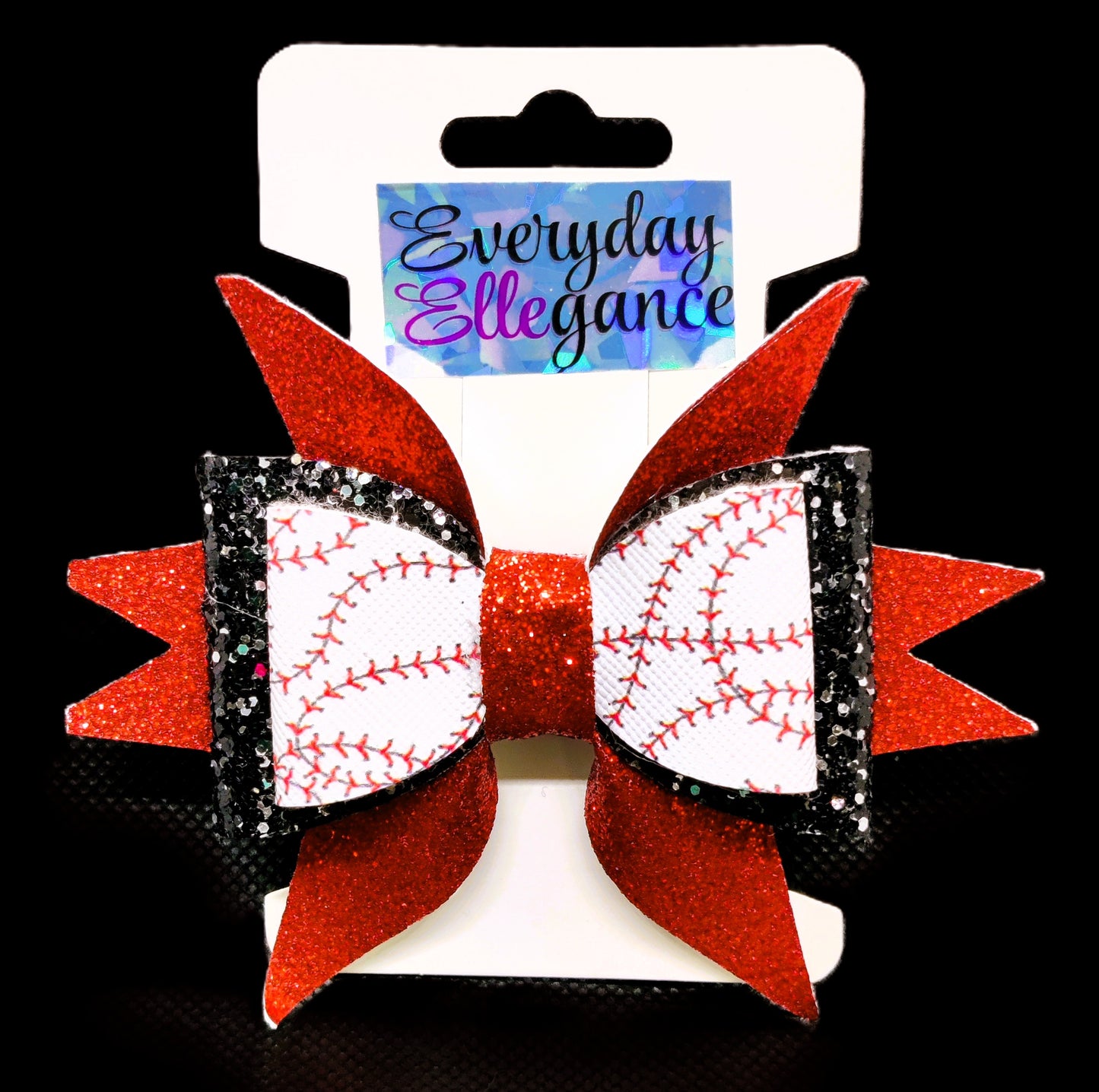 Baseball Star Glitter Hairbow