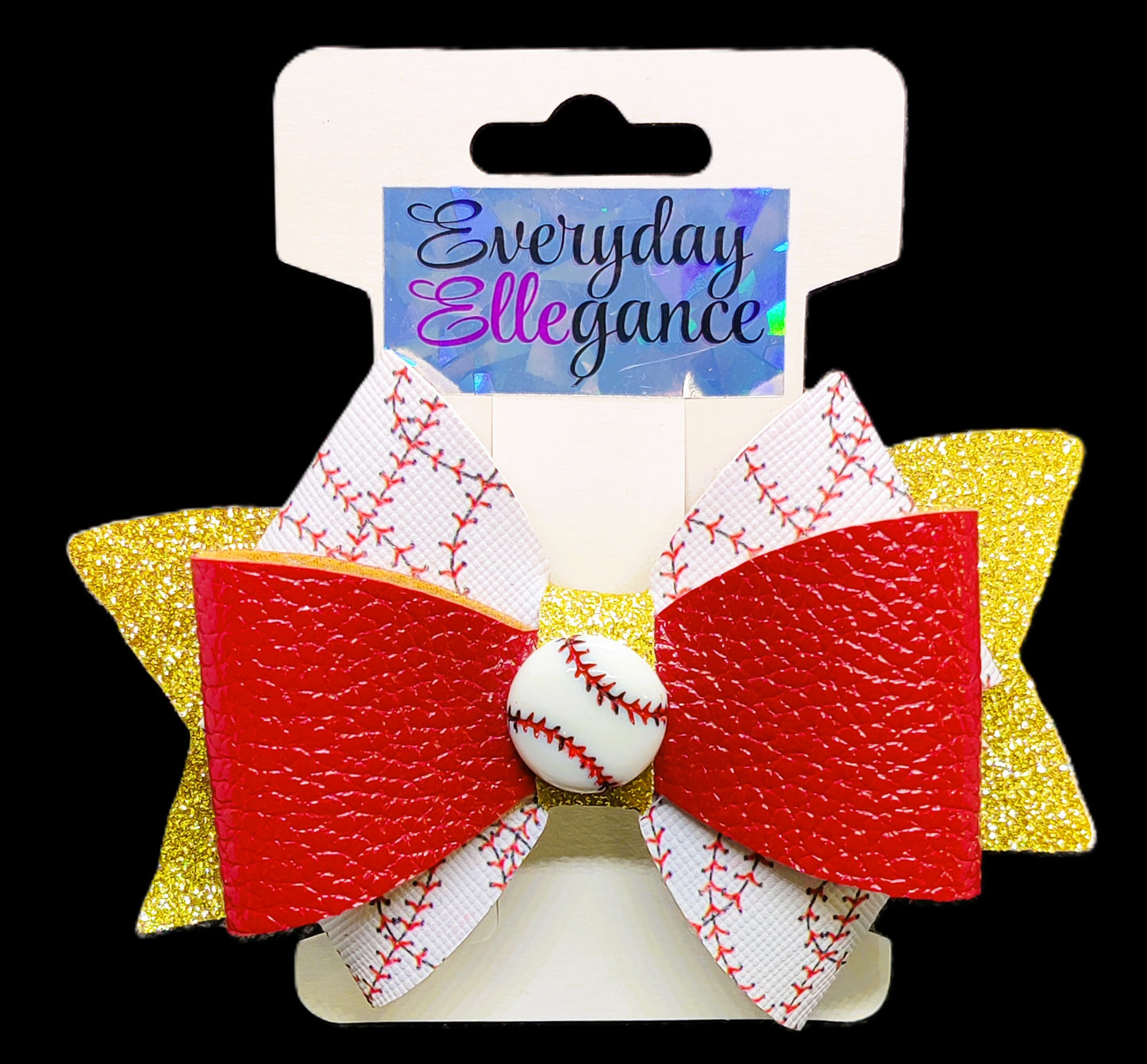 Baseball Glitter Pinwheel Bow with a Baseball Accent