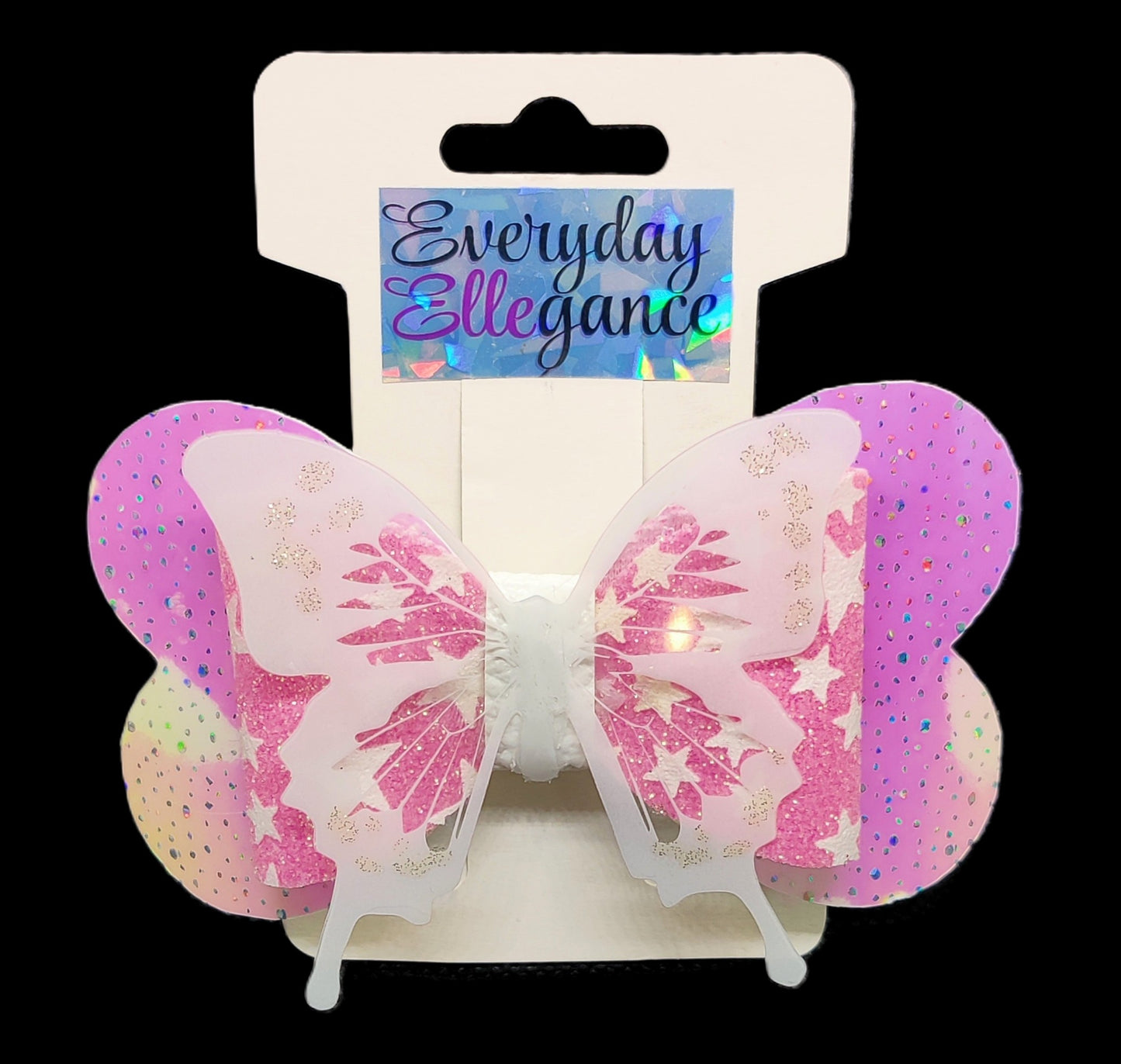 Holographic Butterfly Hairbow with 3D Butterfly Accent