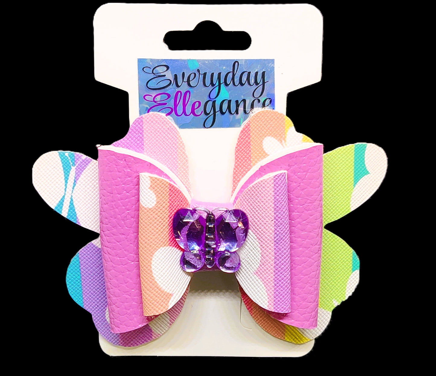 Pastel Butterfly Hairbow with Butterfly Jewel Accent