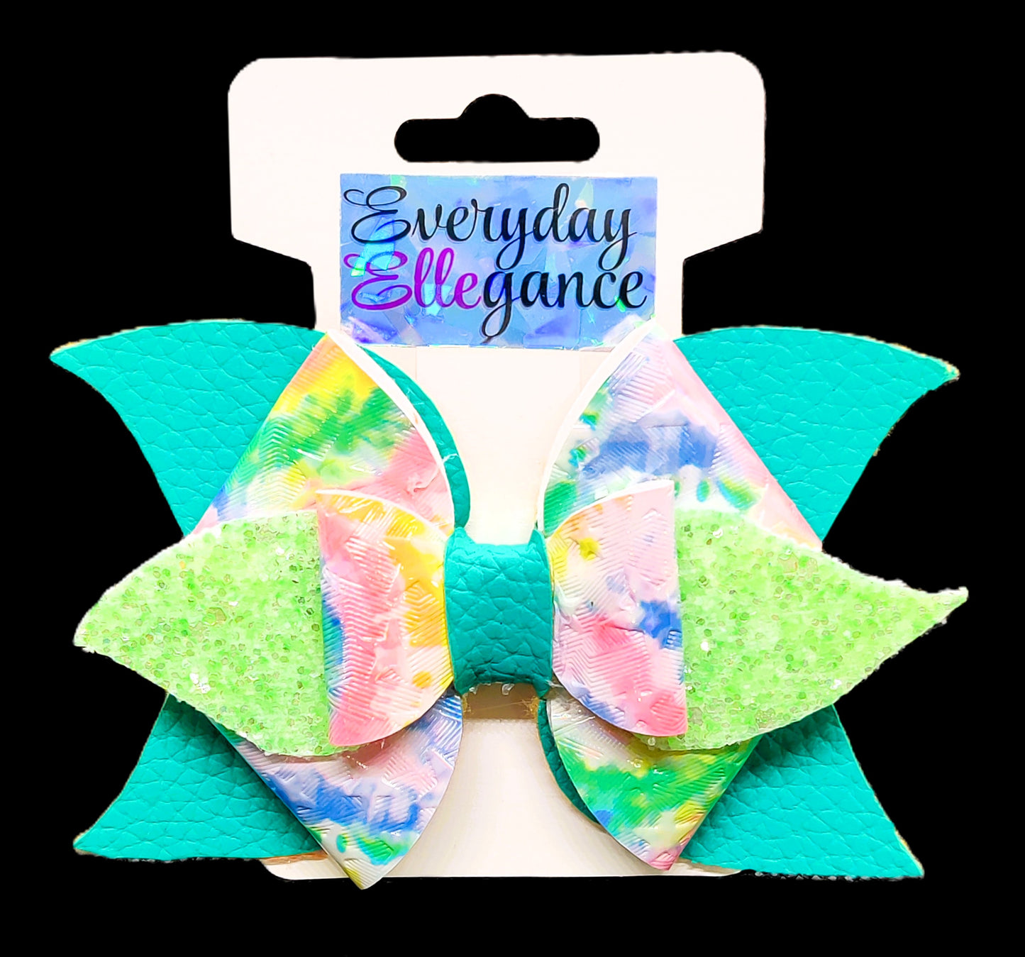Pinwheel Tie-Dyed Glitter Hairbow
