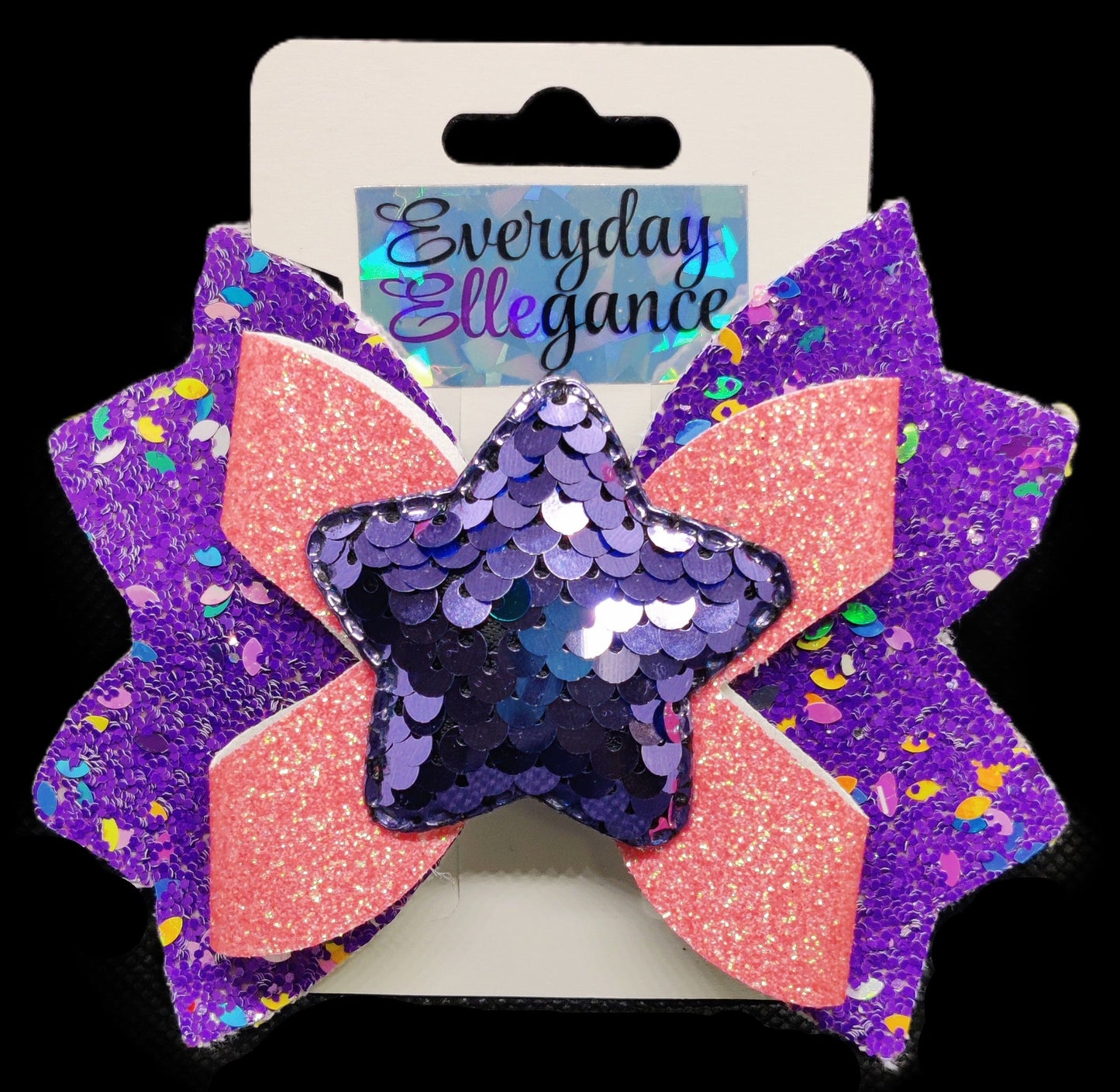 Glitter Pinwheel Hairbow with Sequin Star Accent