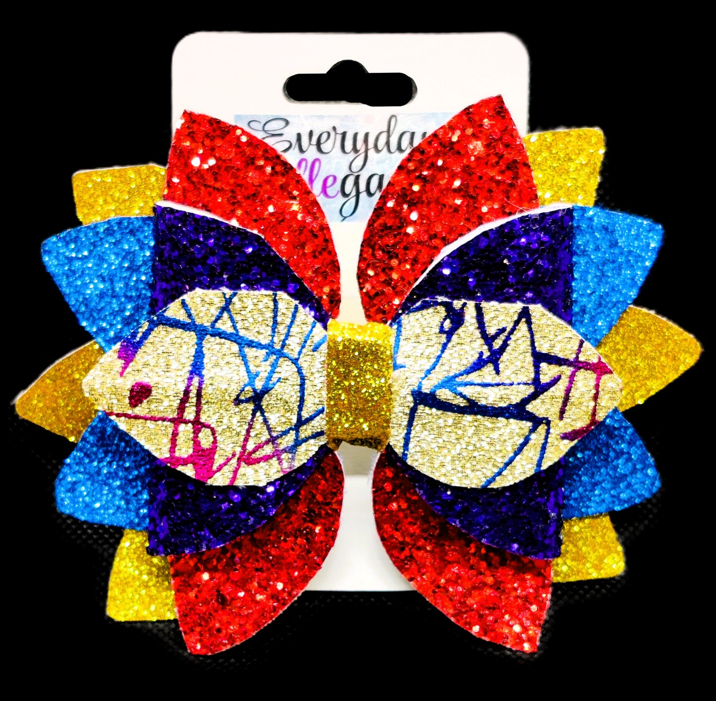 Bloomin Glitter Hairbow with Scribbles