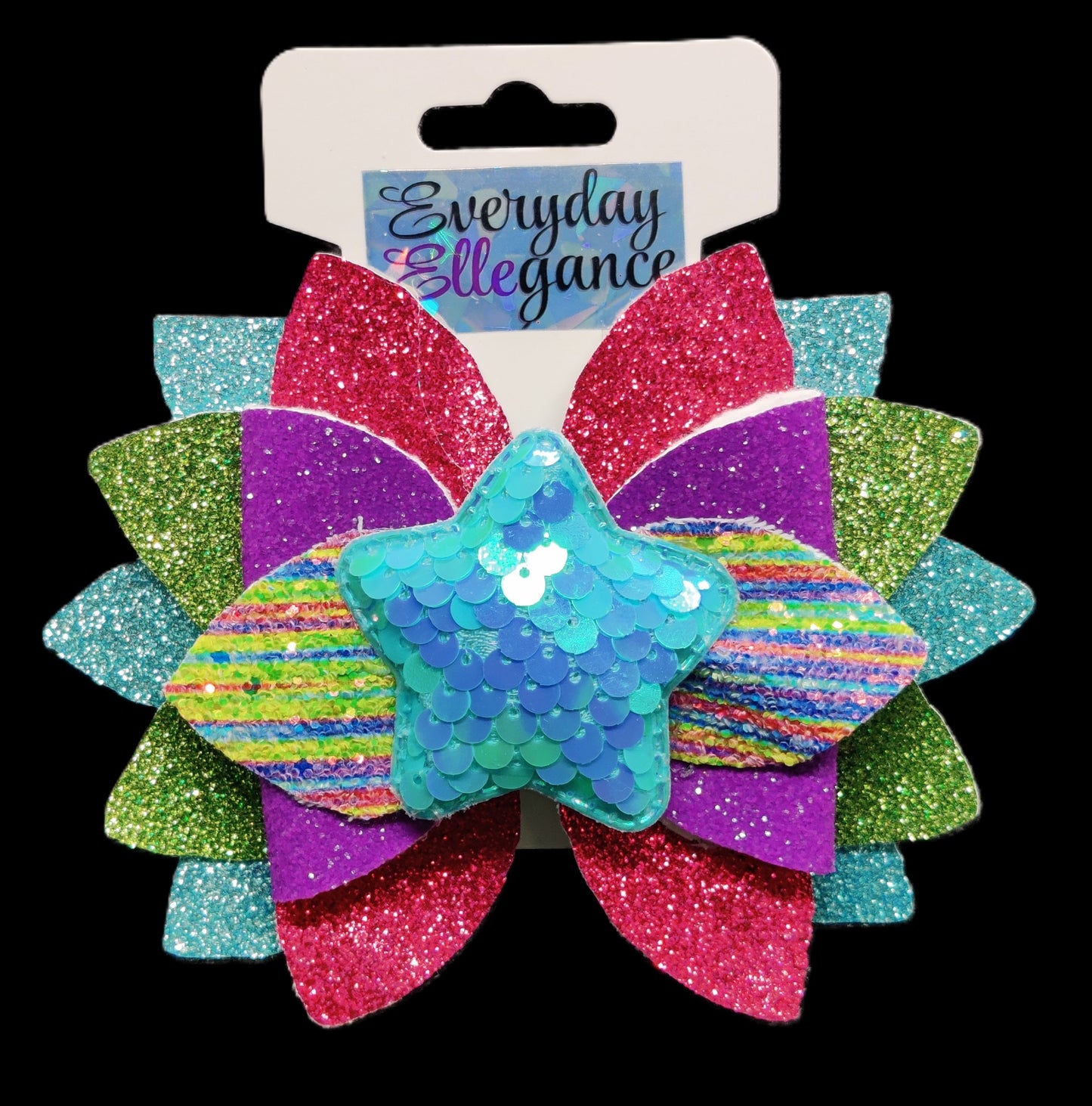 Bloomin Glitter Hairbow with Sequin Star Accent