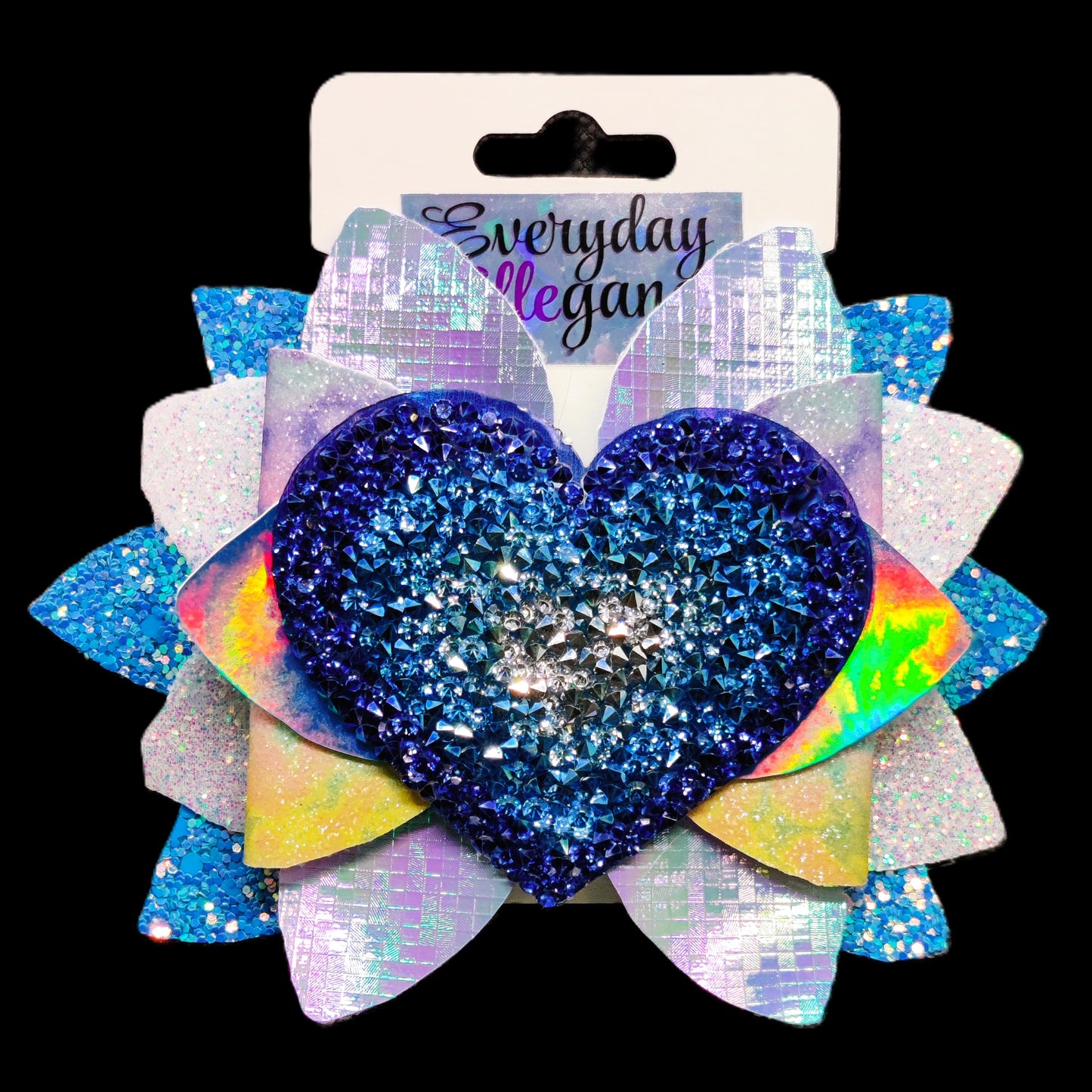 Bloomin Holographic Glitter Hairbow with a Sequin Heart Accent