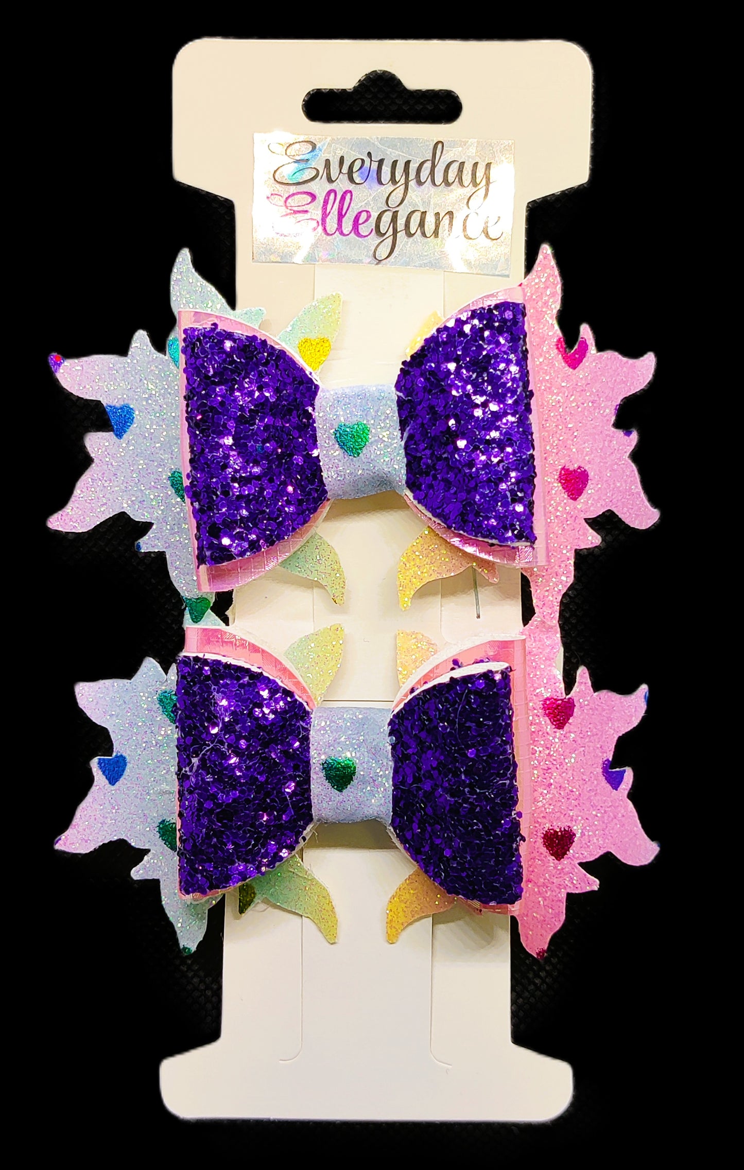 Heart Print Glitter Starburst Bows