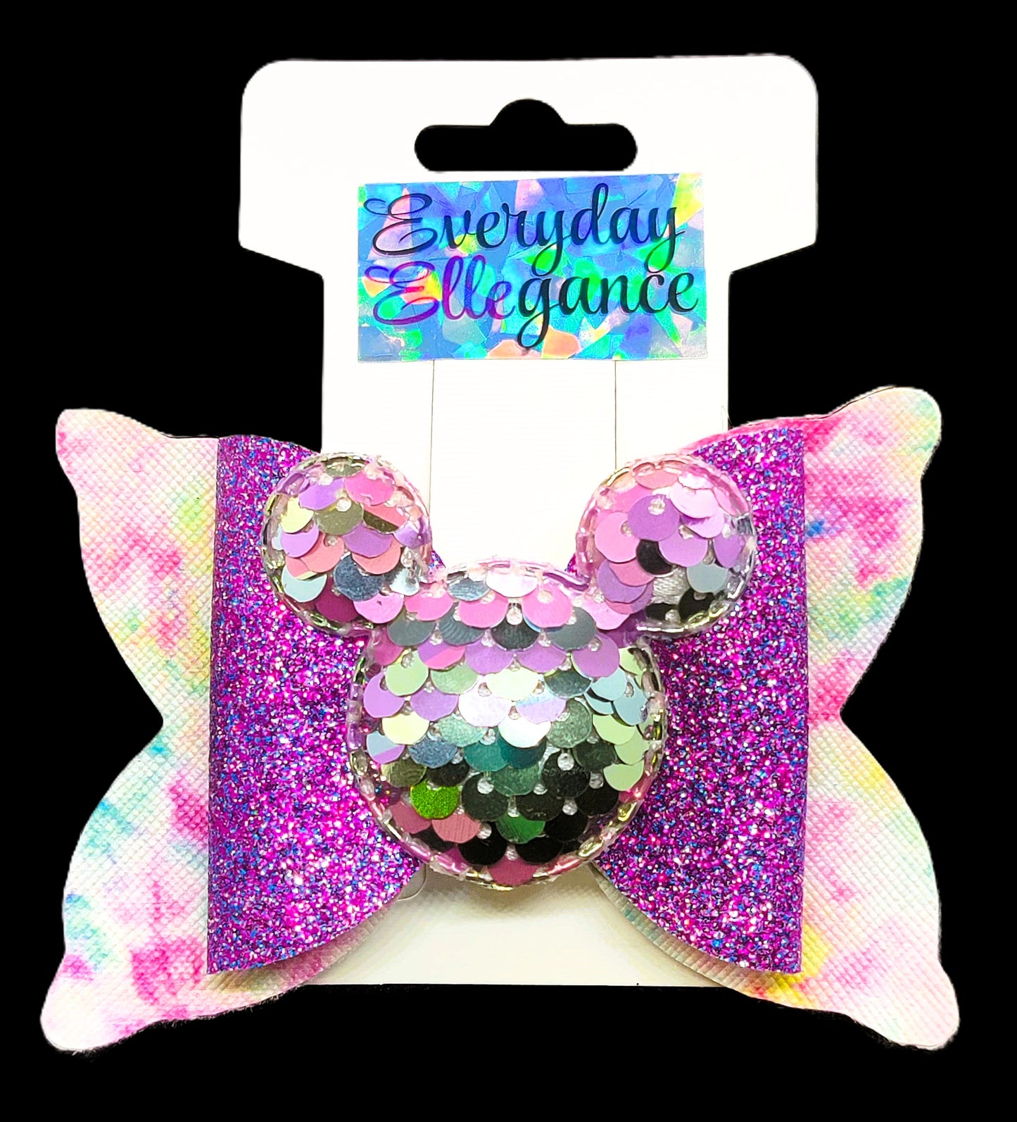 Glitter Bow with a Sequined Mouse Accent