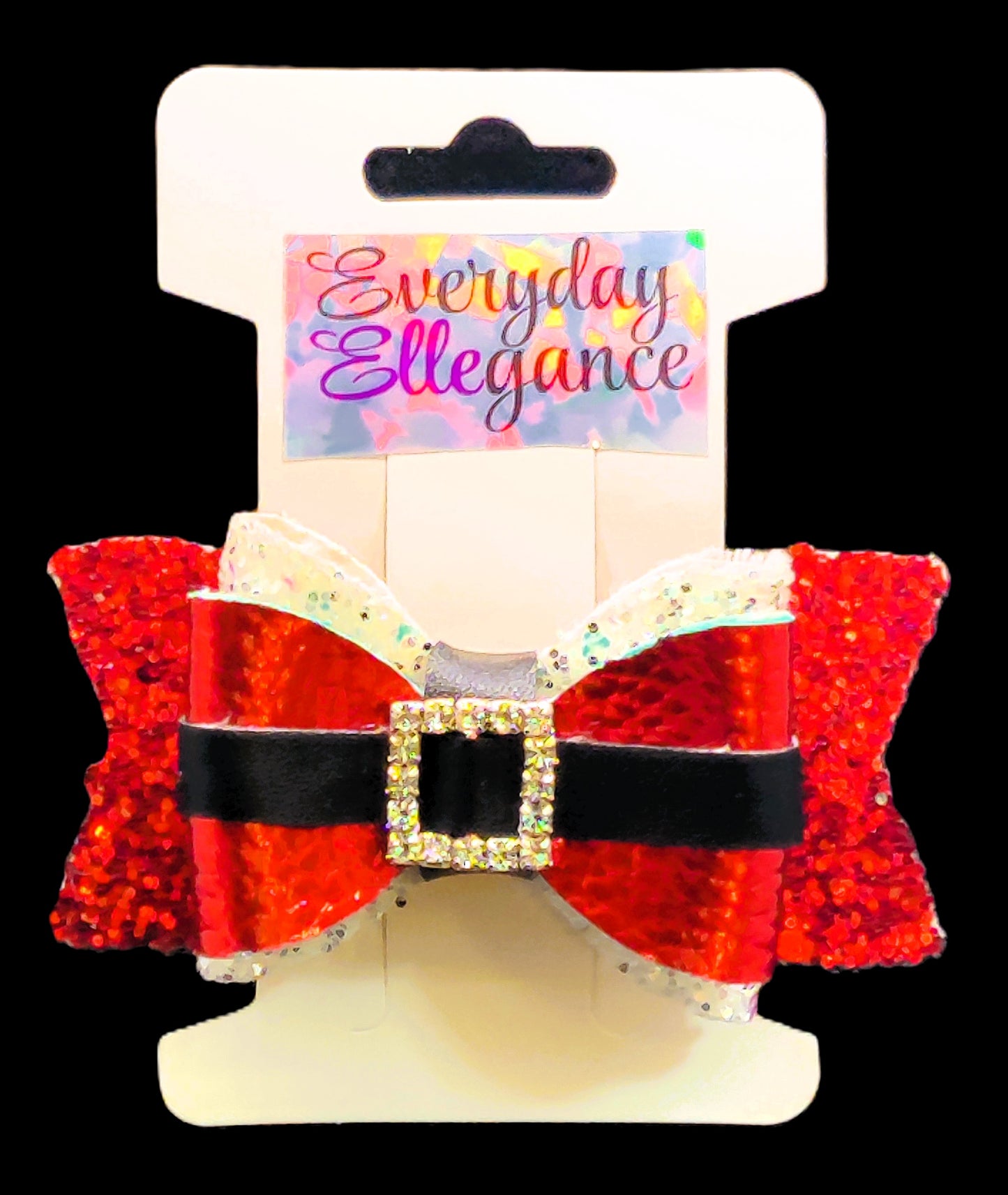 Santas Belt Bow with a Rhinestone Belt Buckle Accent