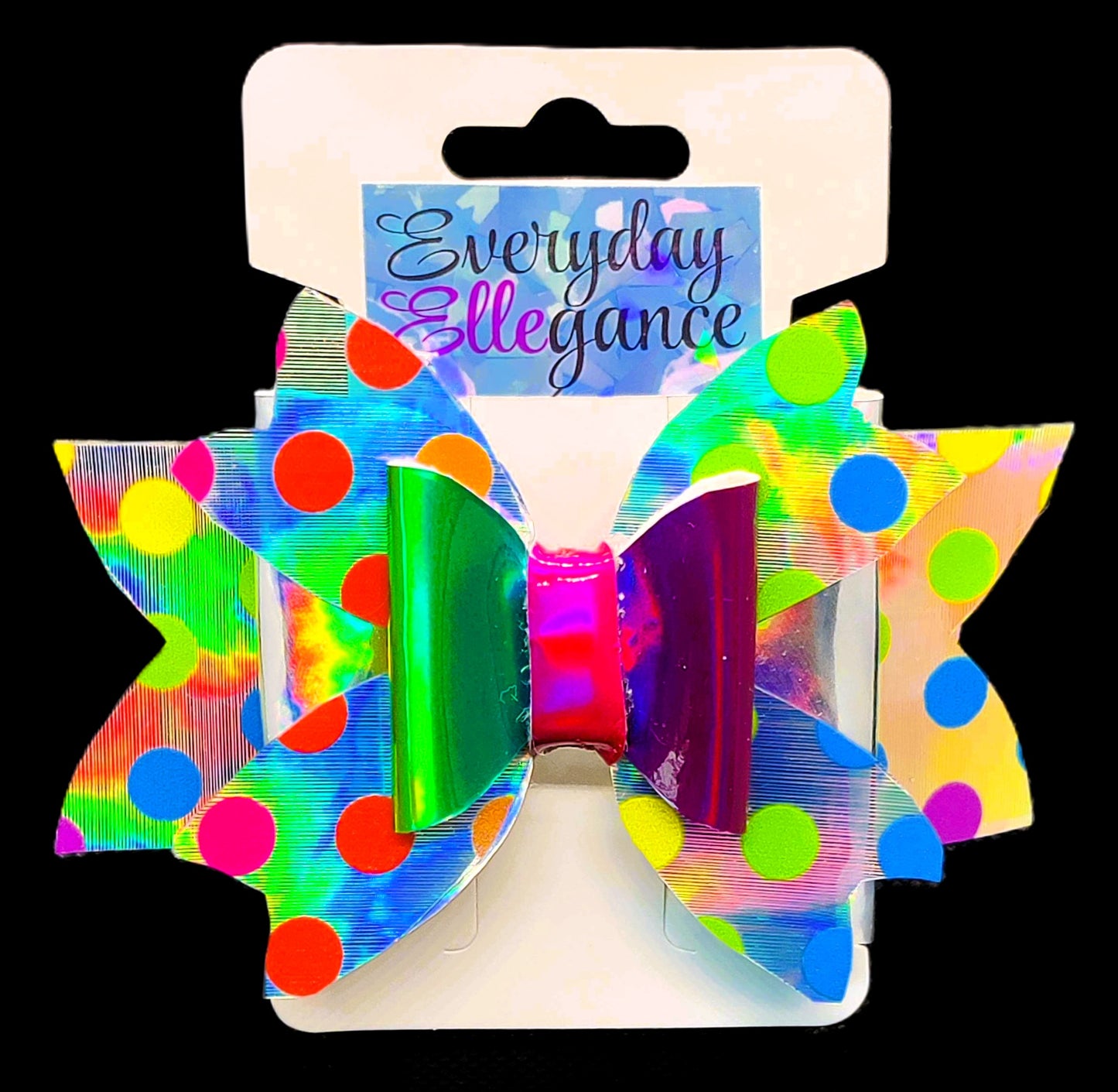 Metallic Rainbow Polka Dot Bow