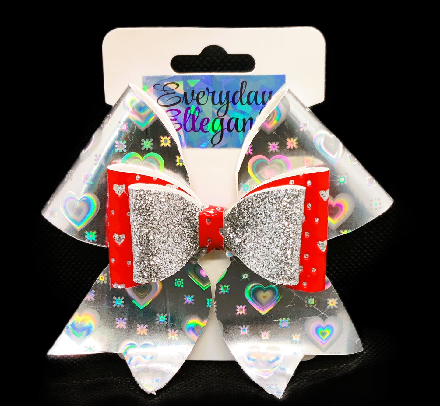 Holographic Heart and Glitter Bow