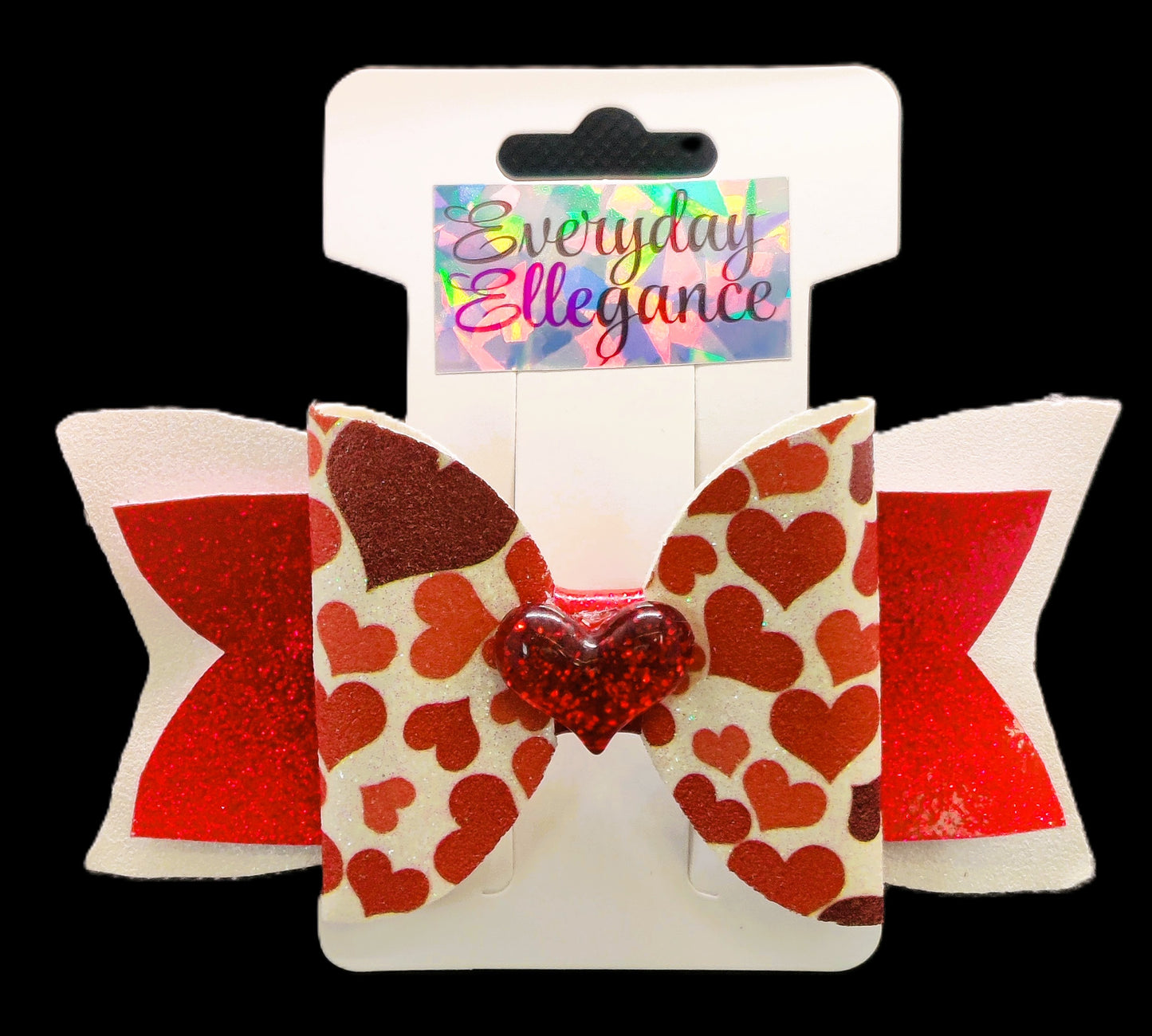 Glitter Hearts Hair Bow