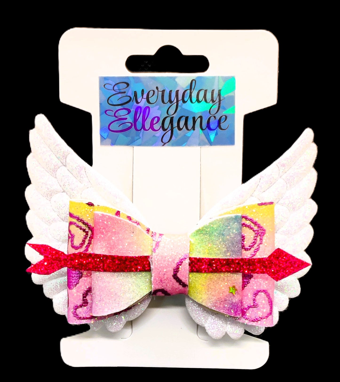 Valentine's Day Glitter Wings Arrow and Metallic Hearts Bow