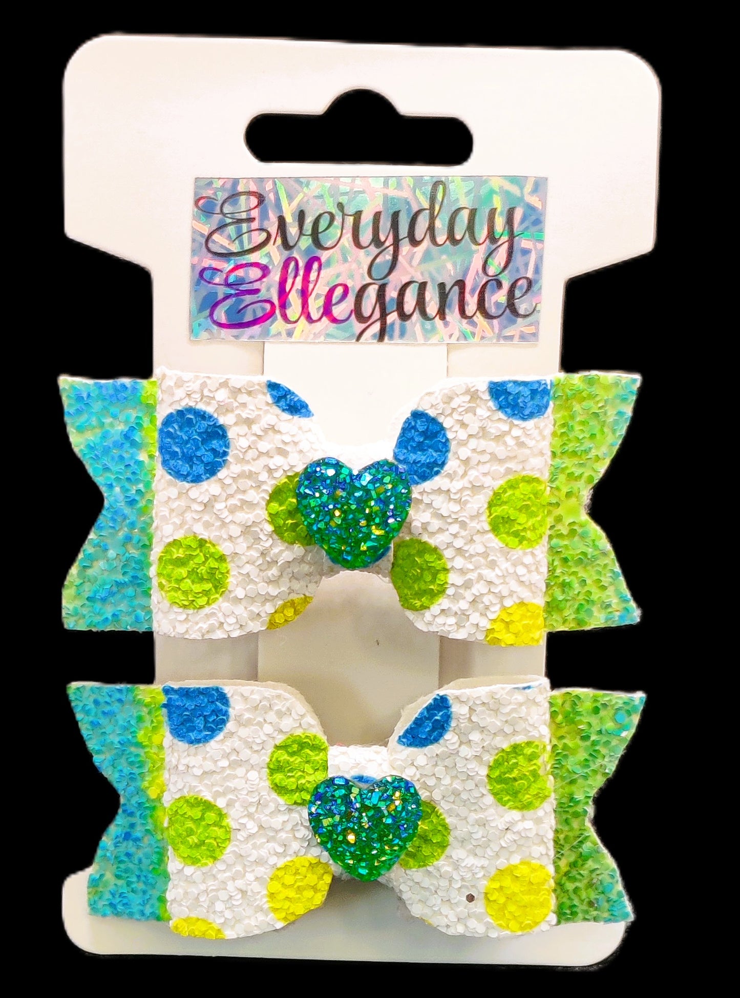 Polka Dot Glitter Set with Glitter Heart Accents